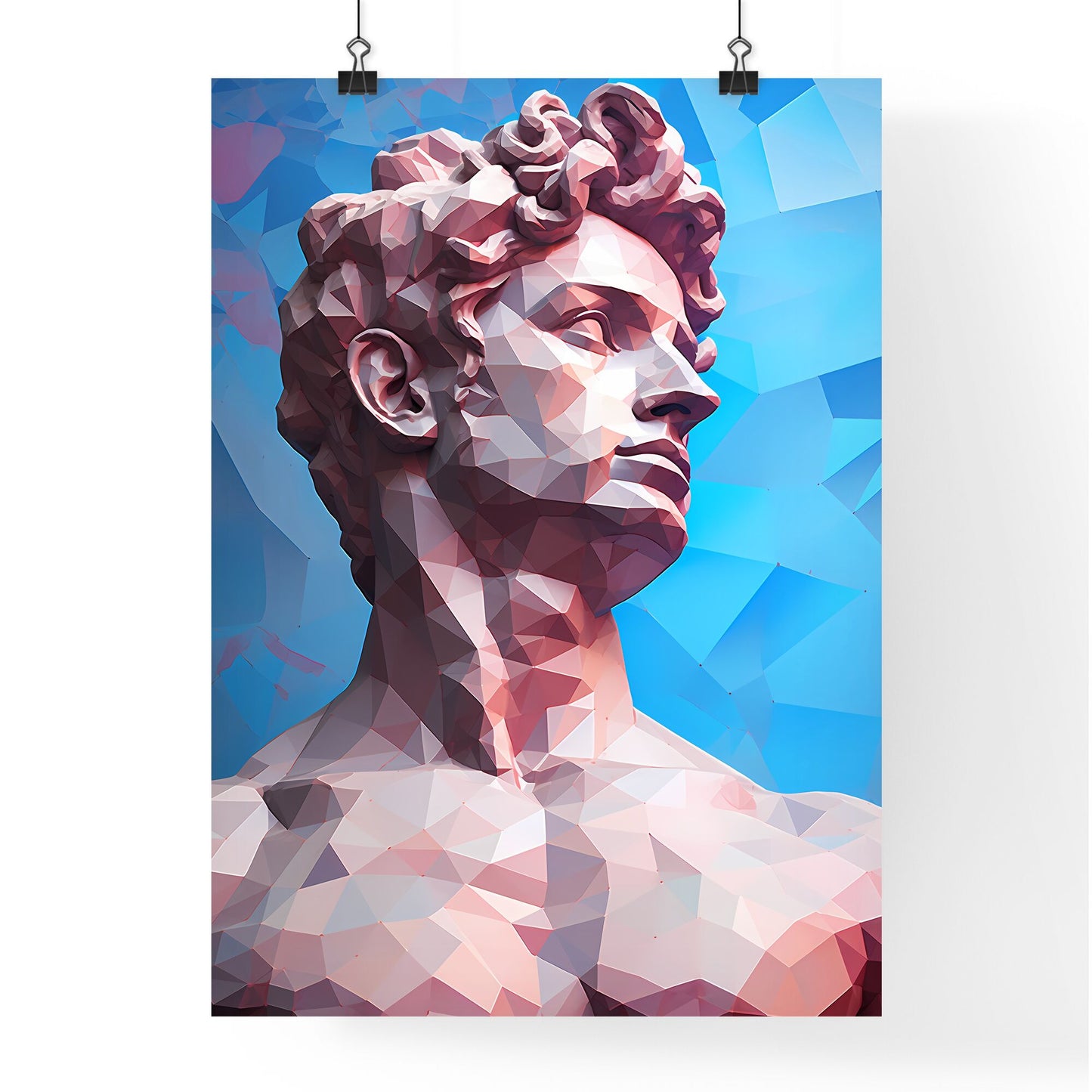 Low Poly Statue Of A Man Art Print Default Title