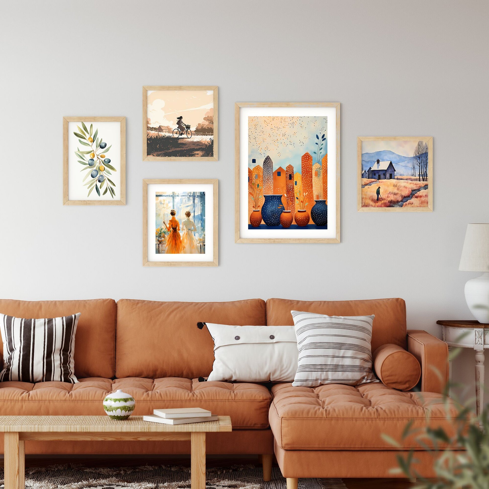 Painting Of A City With Vases Art Print Default Title