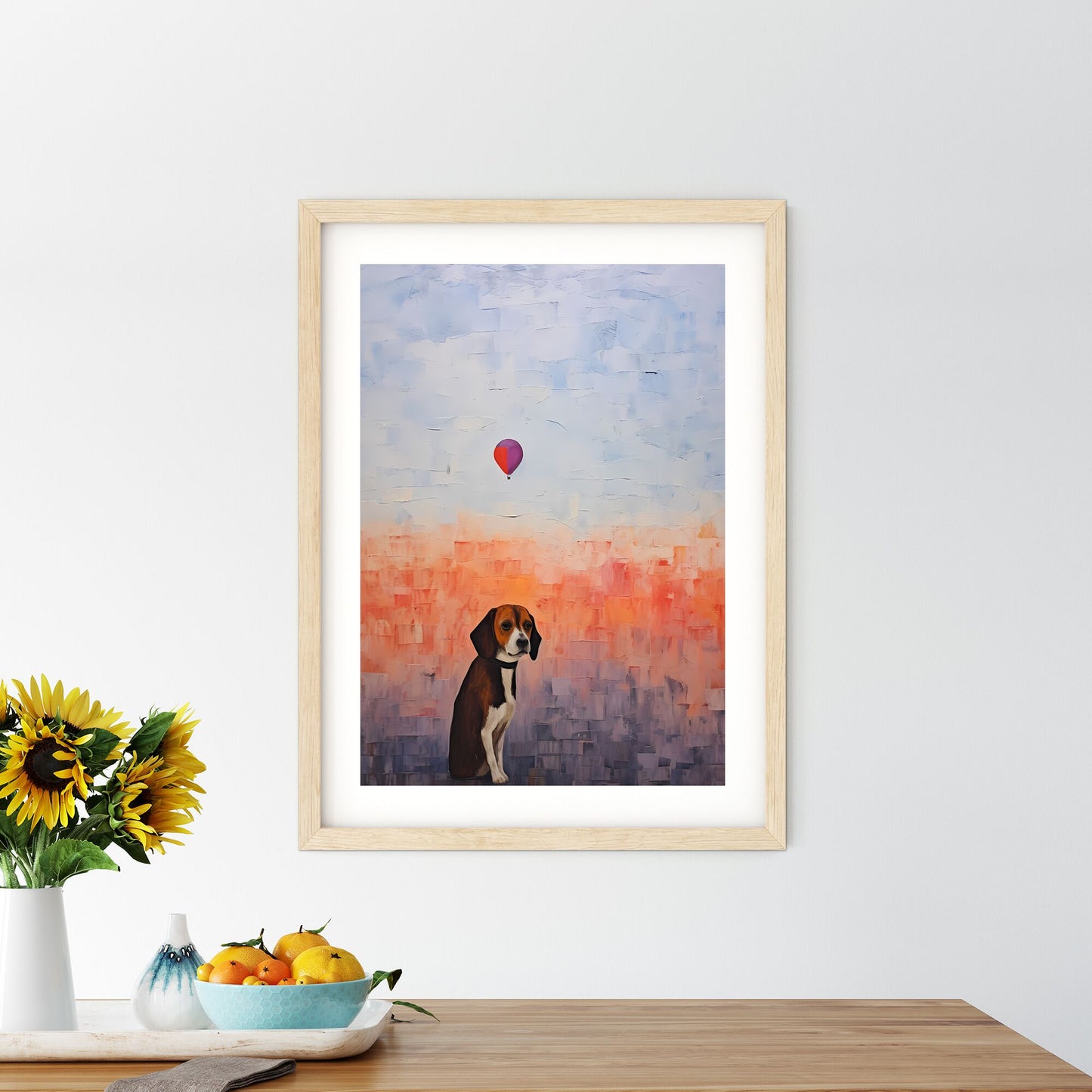 Painting Of A Dog And A Hot Air Balloon Art Print Default Title