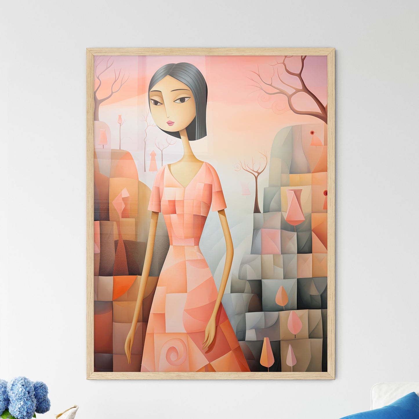 Painting Of A Woman In A Pink Dress Art Print Default Title