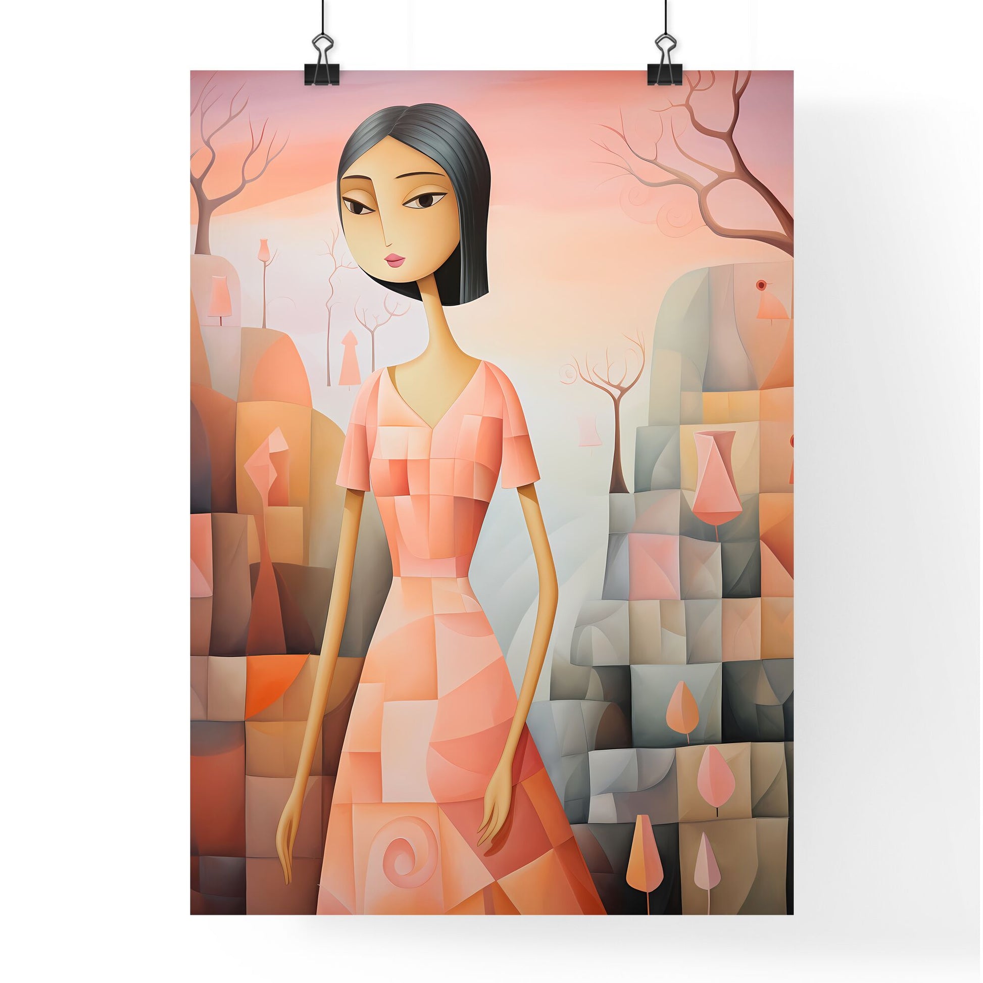 Painting Of A Woman In A Pink Dress Art Print Default Title