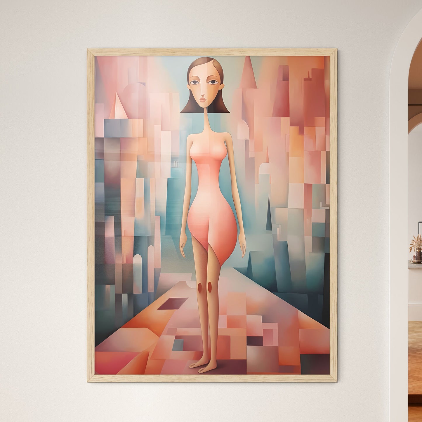 Painting Of A Woman In A Pink Dress Art Print Default Title