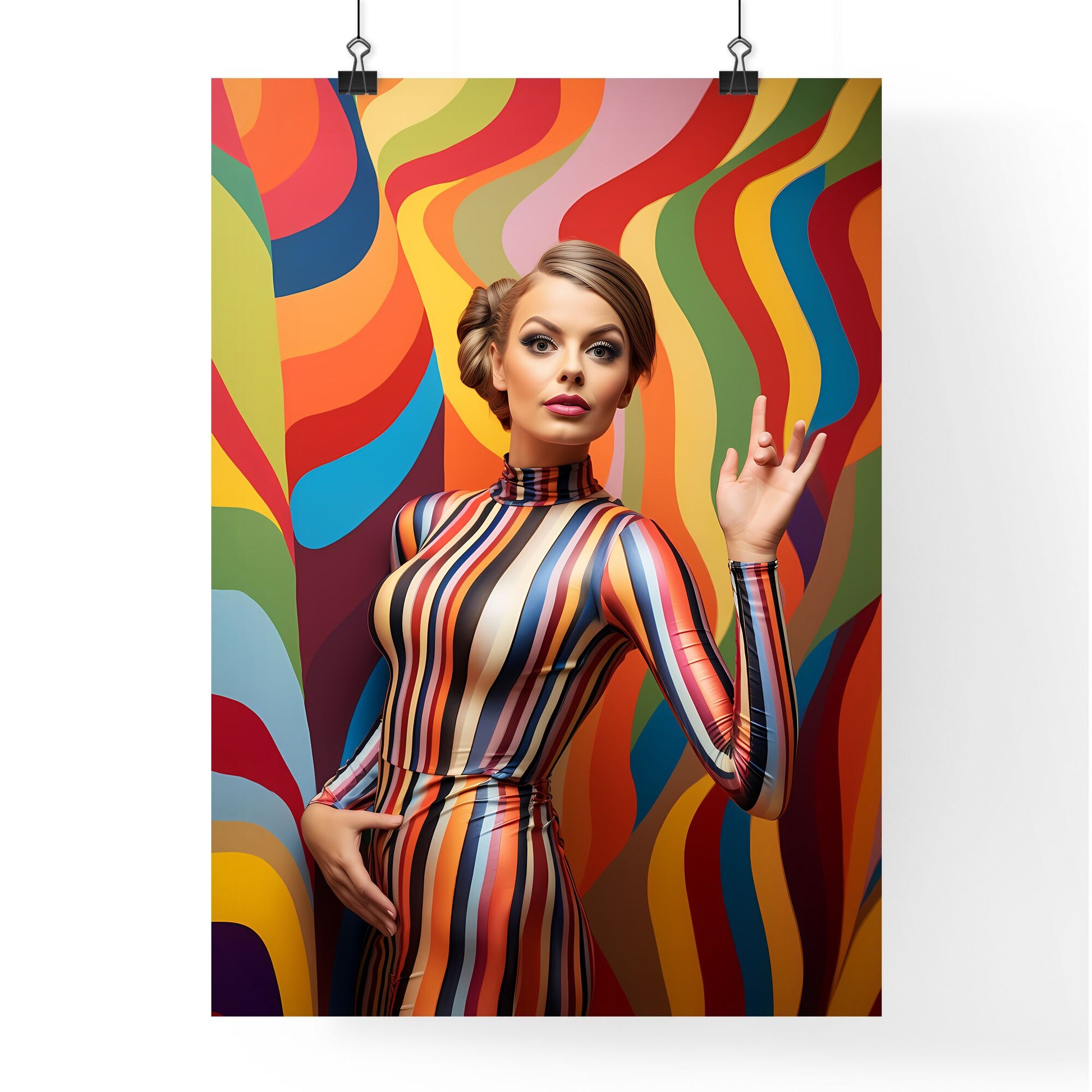 Woman In A Striped Dress Art Print Default Title