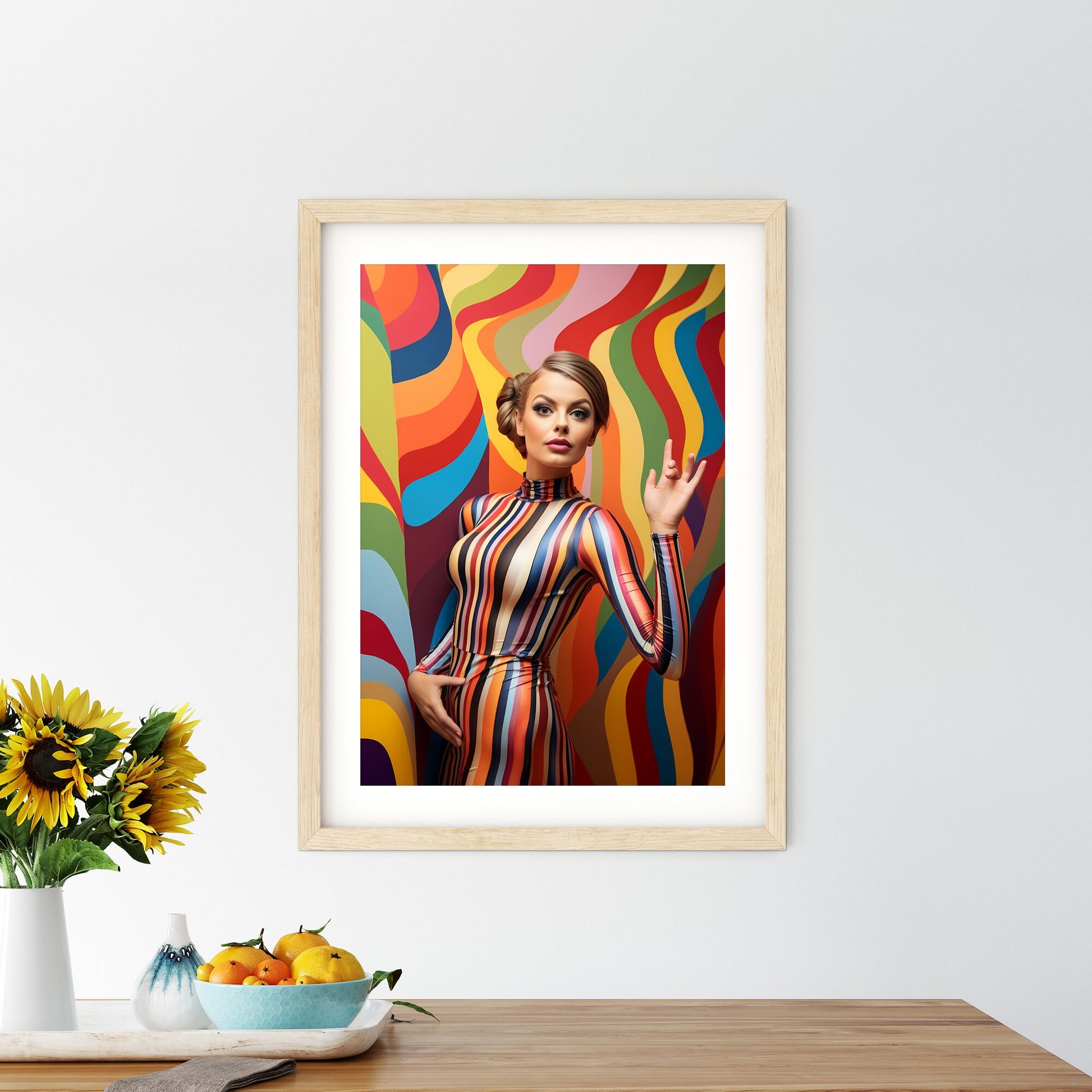 Woman In A Striped Dress Art Print Default Title