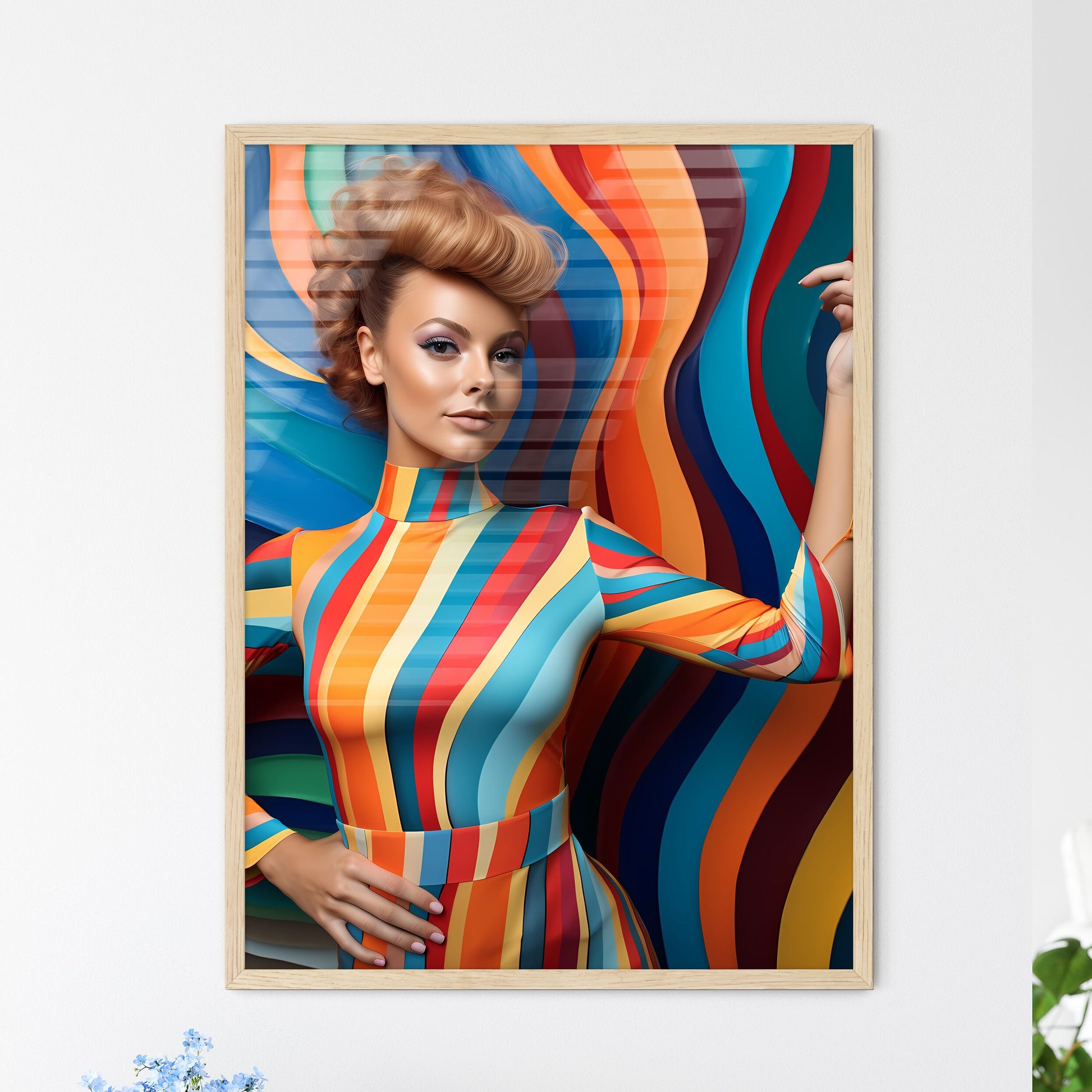 Woman In A Colorful Dress Art Prin - Framed Art Print