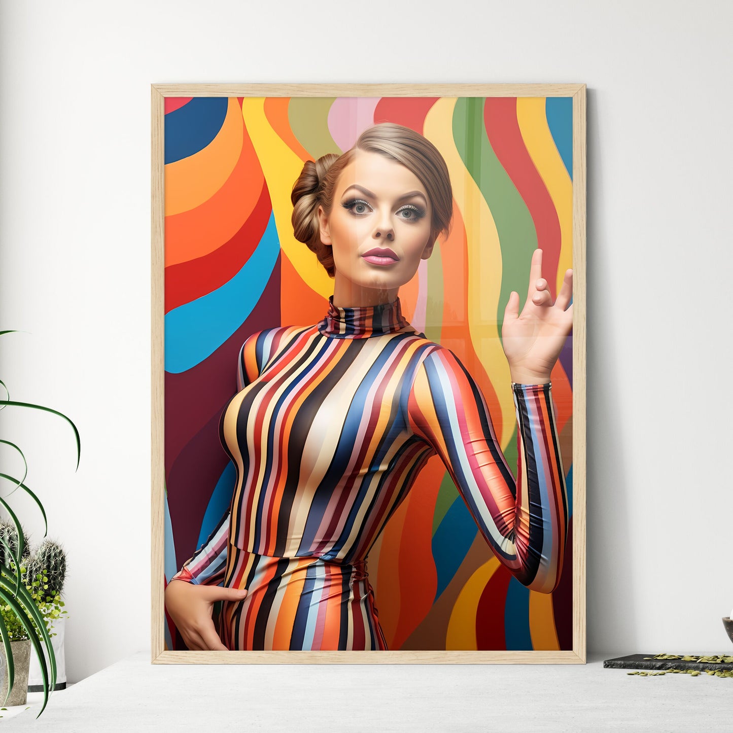 Woman In A Striped Dress Art Print Default Title