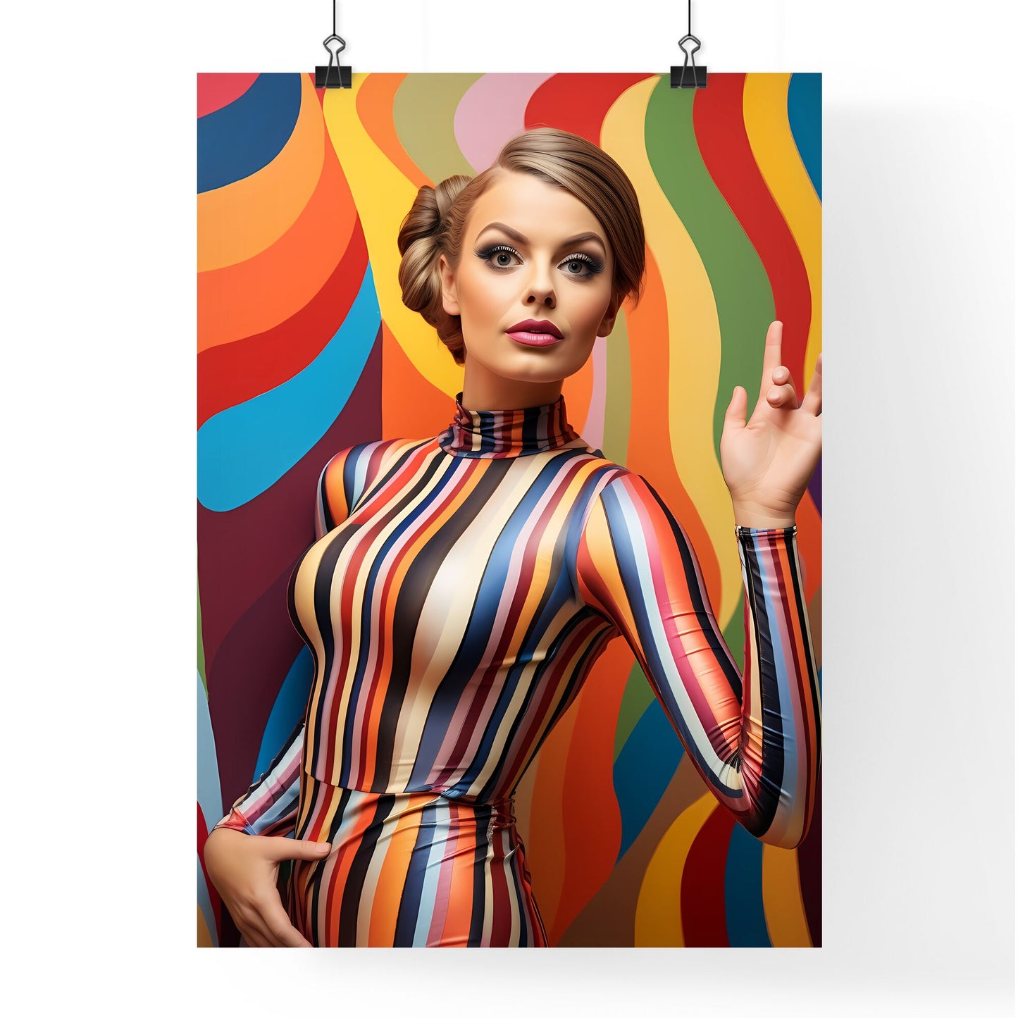 Woman In A Striped Dress Art Print Default Title