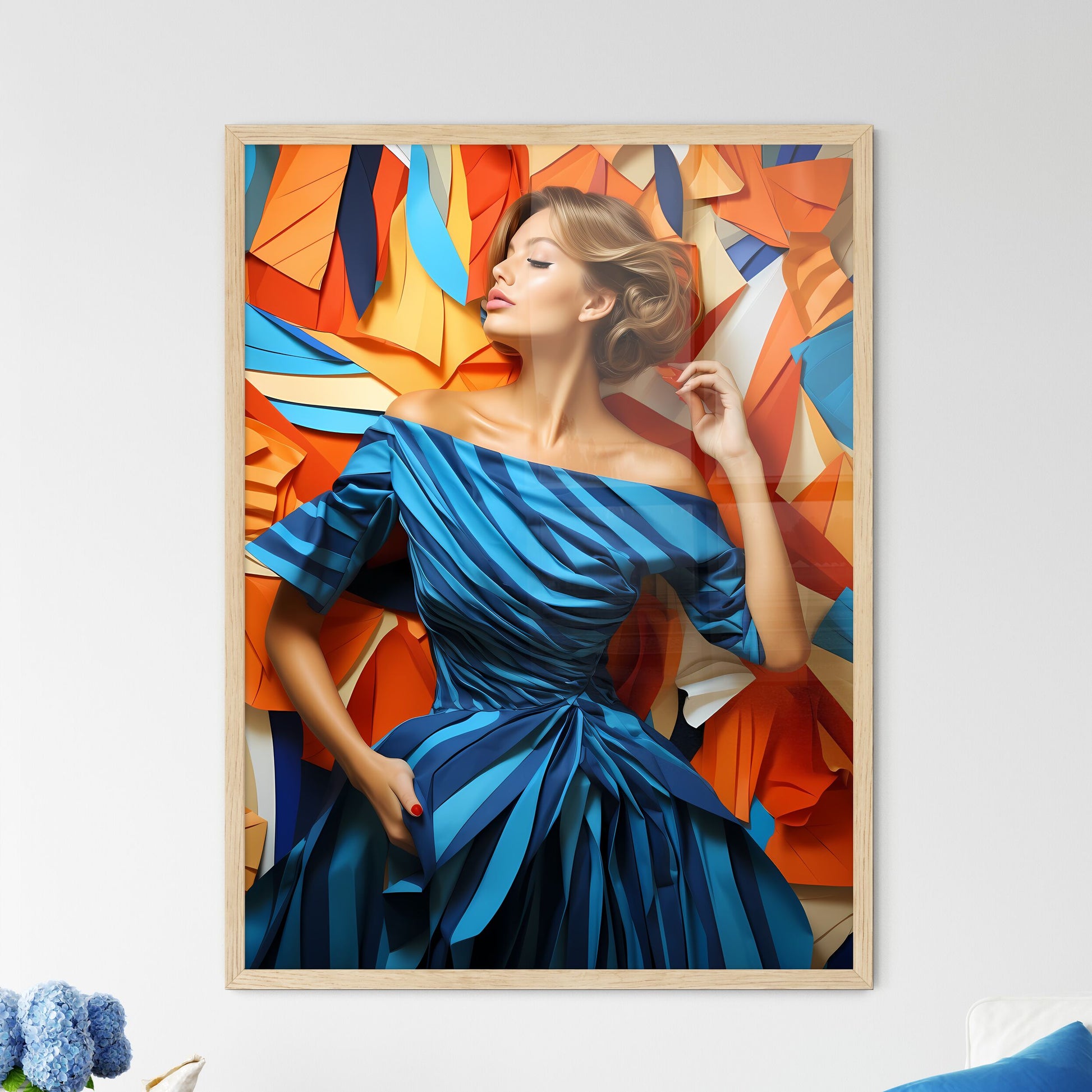 Woman In A Blue Dress Art Print Default Title