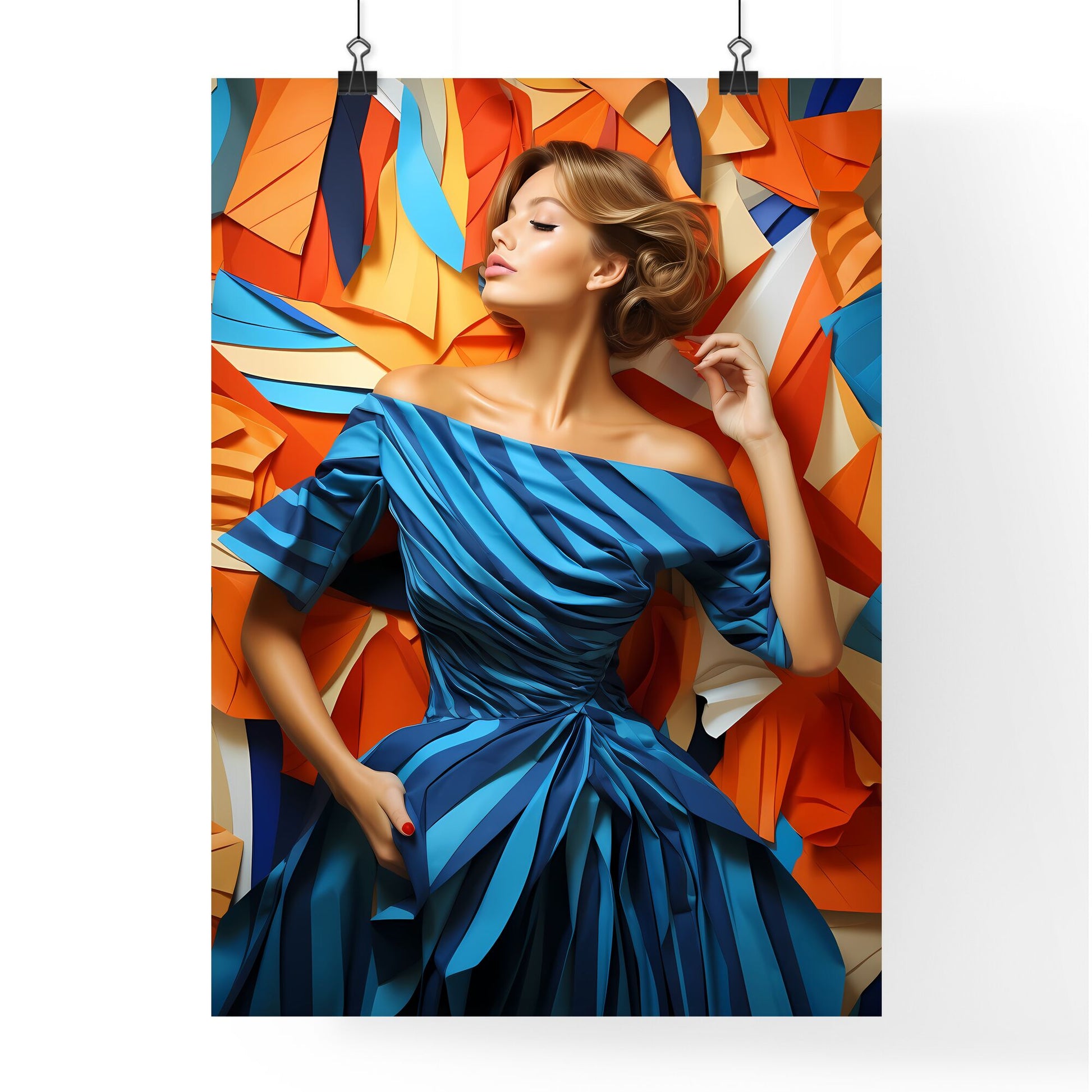 Woman In A Blue Dress Art Print Default Title