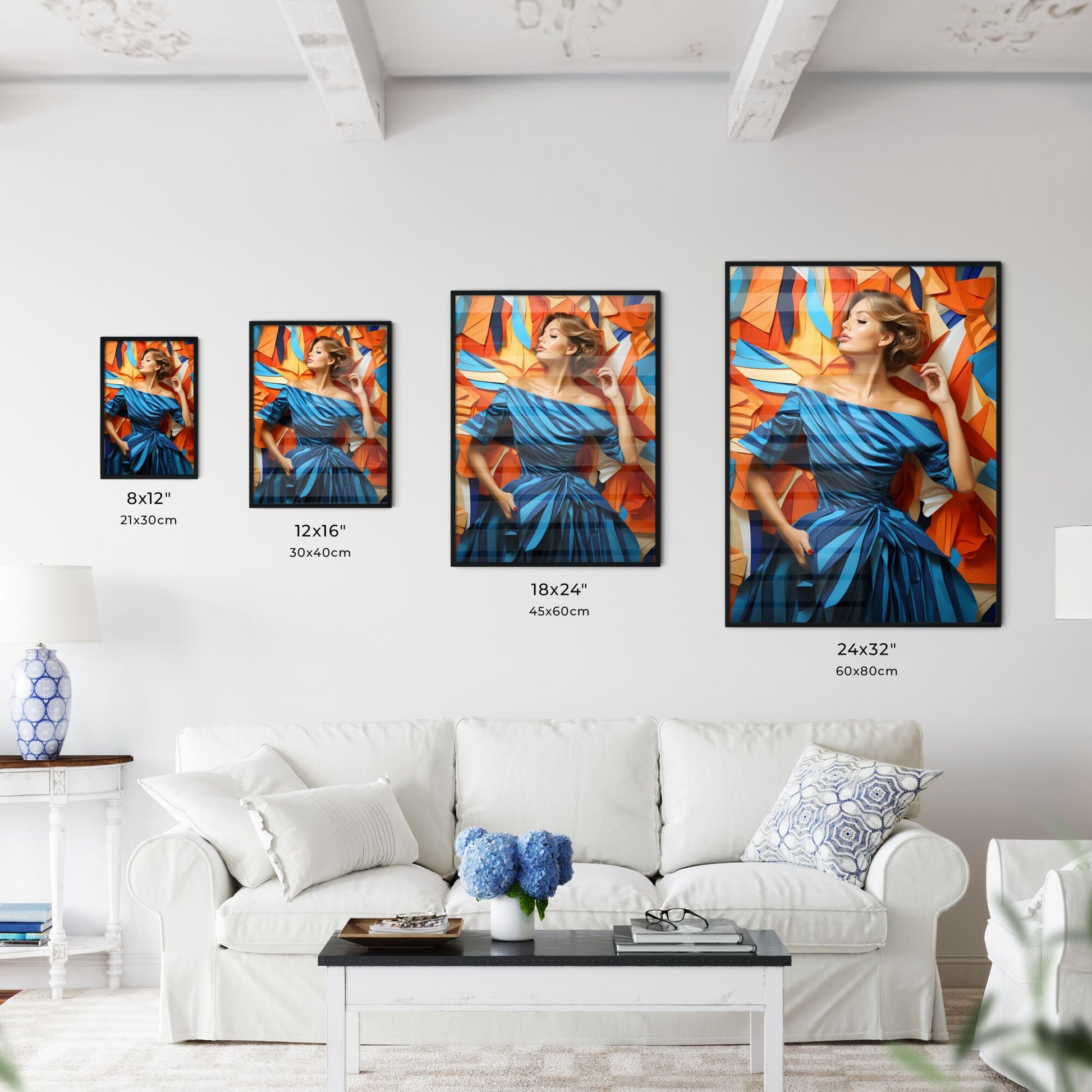 Woman In A Blue Dress Art Print Default Title