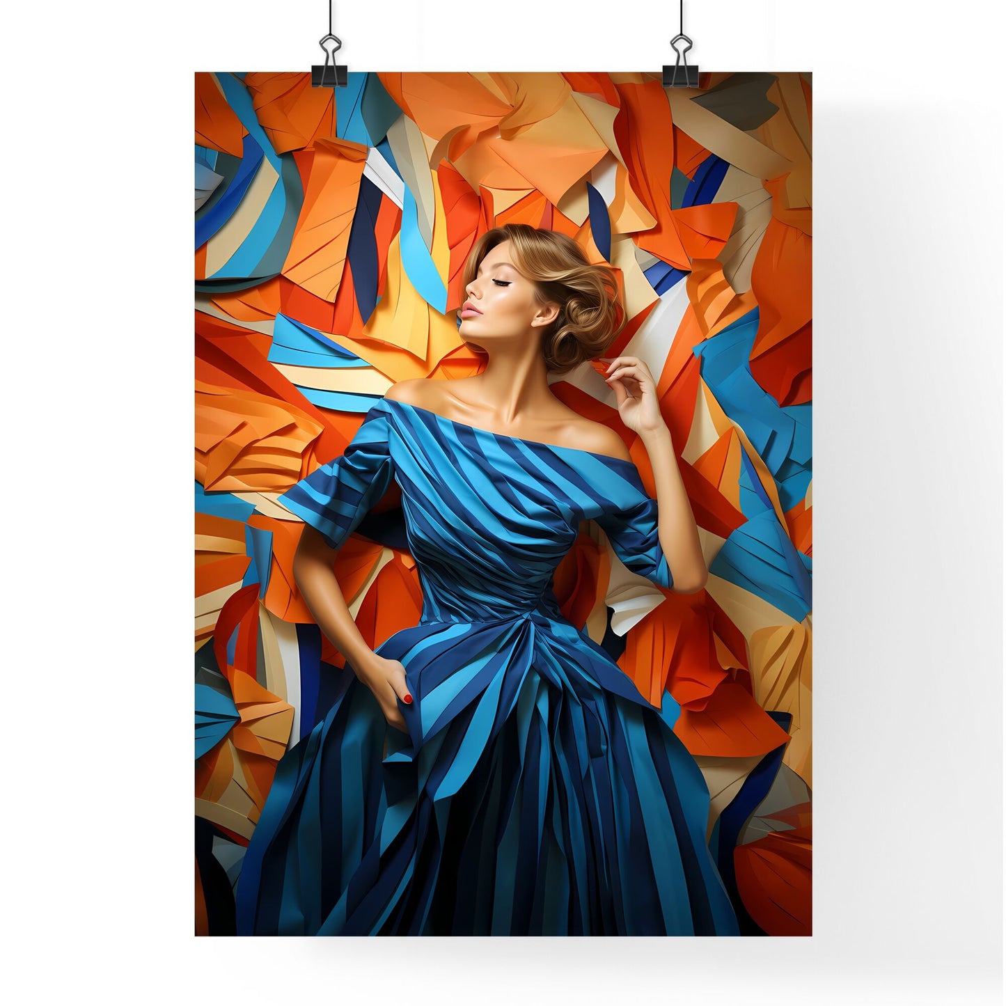 Woman In A Blue Dress Art Print Default Title