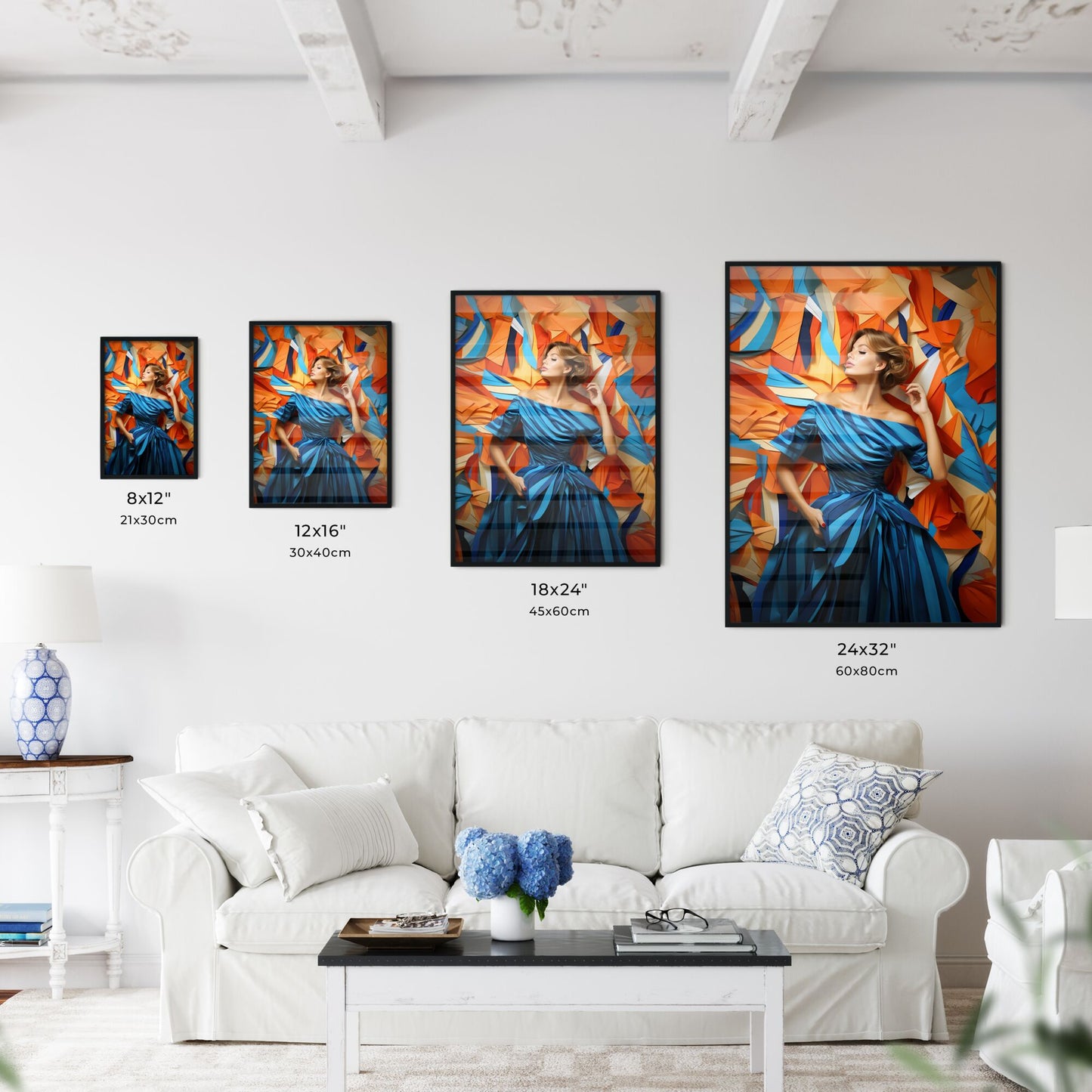 Woman In A Blue Dress Art Print Default Title