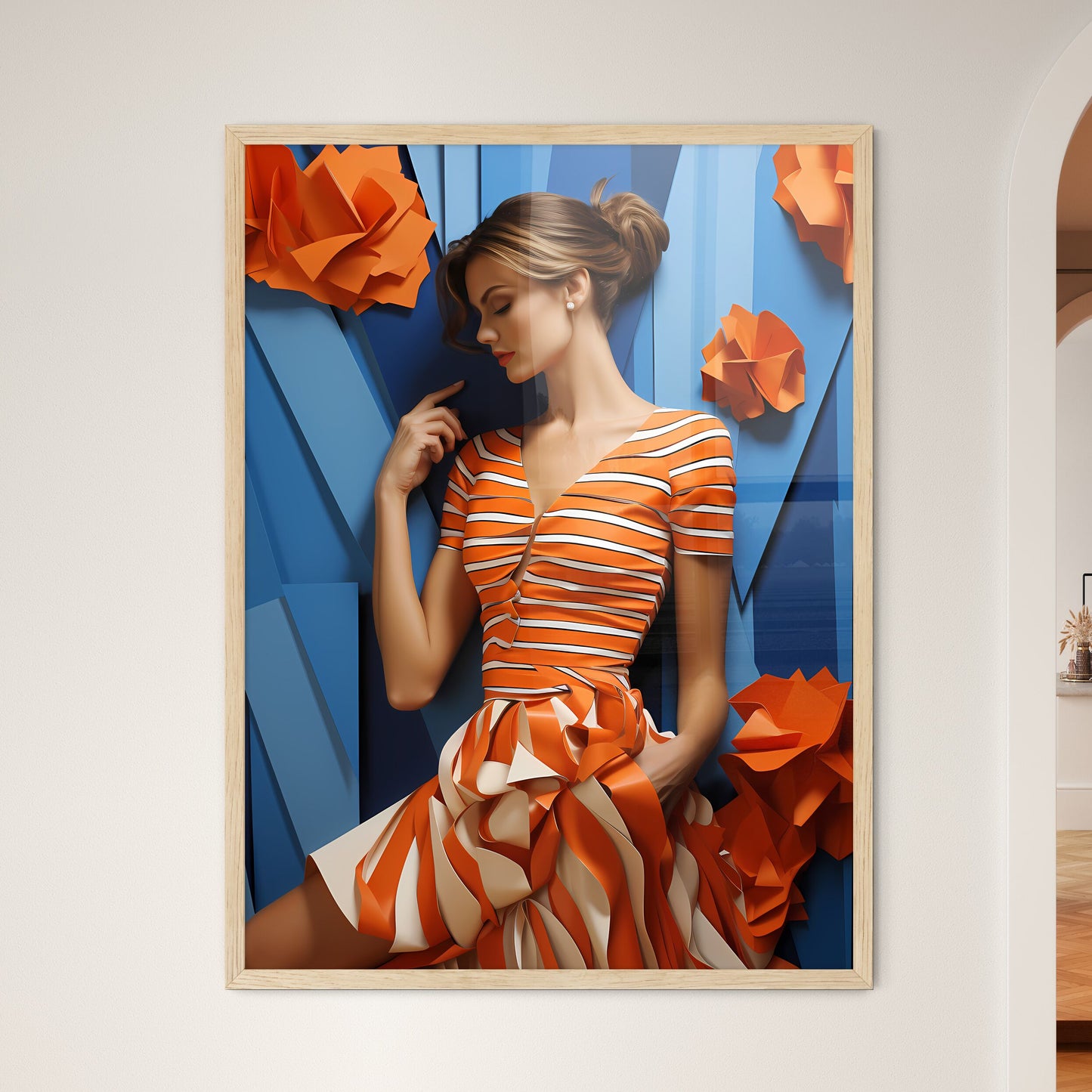 Woman In A Striped Dress Art Print Default Title