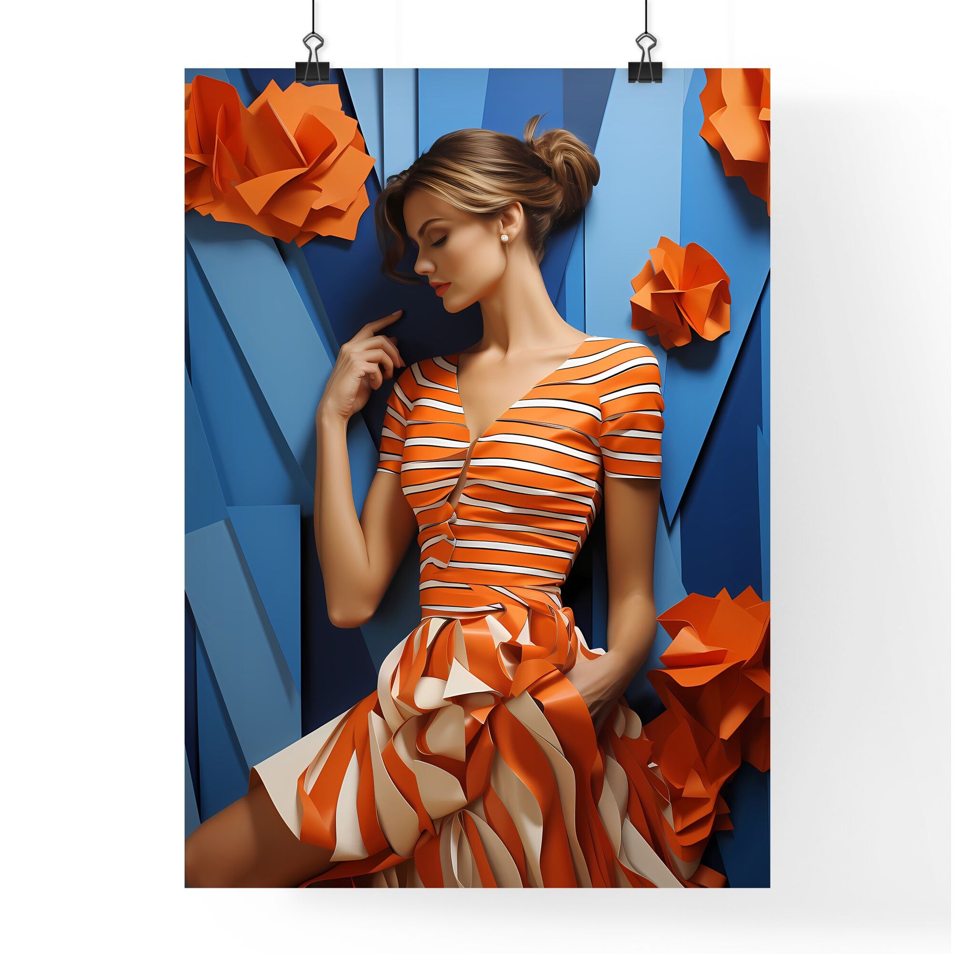 Woman In A Striped Dress Art Print Default Title