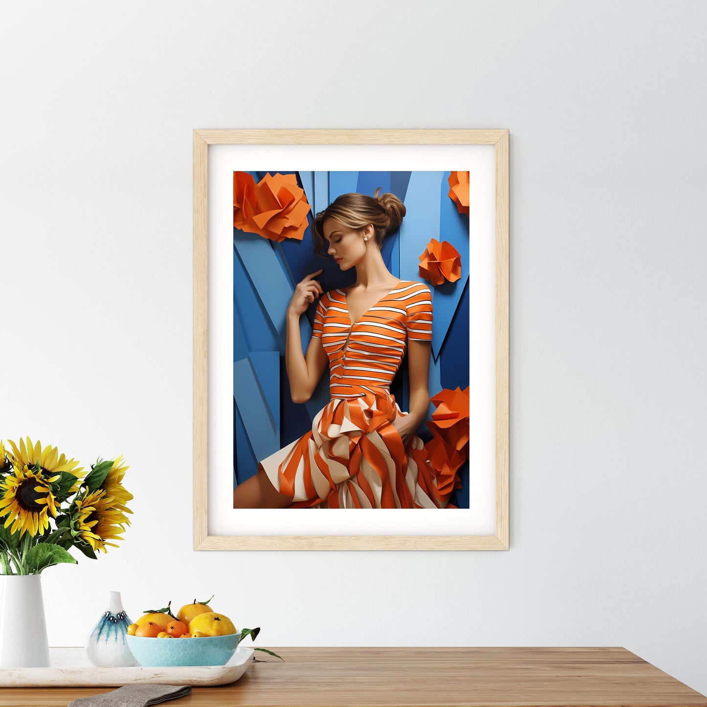 Woman In A Striped Dress Art Print Default Title