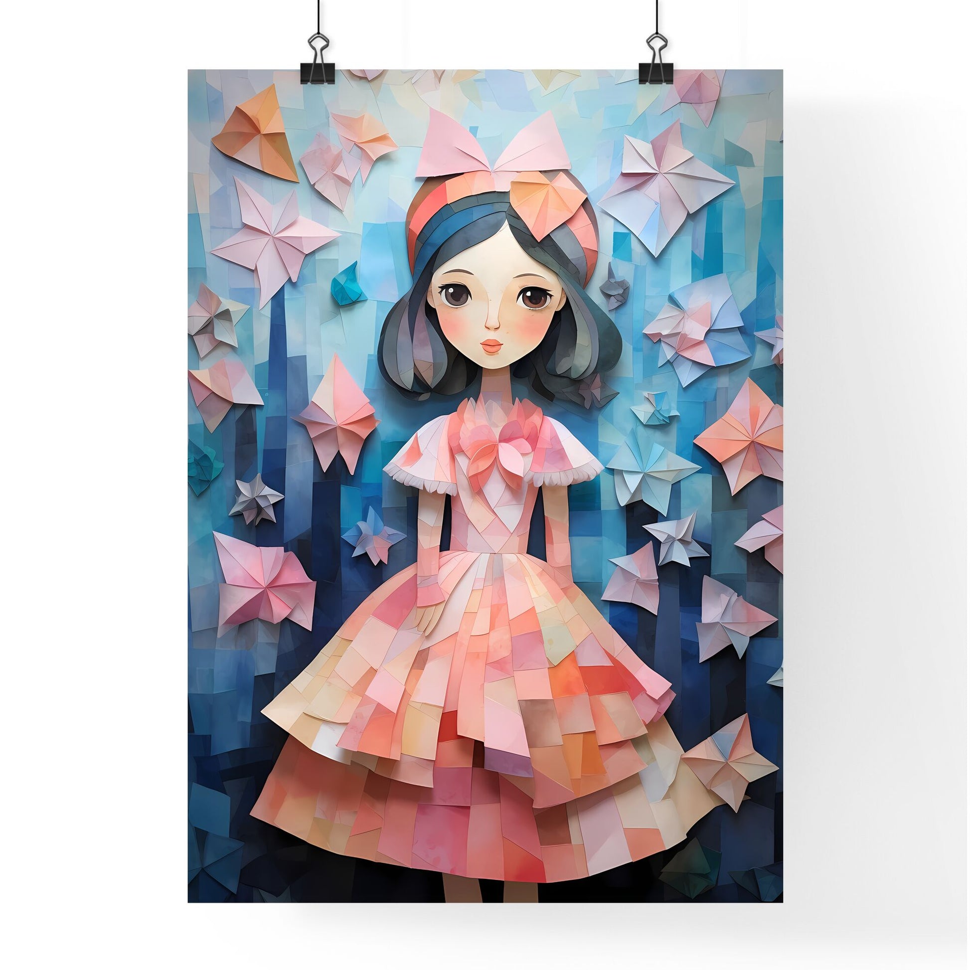 Paper Cut Out Of A Cartoon Girl Art Print Default Title