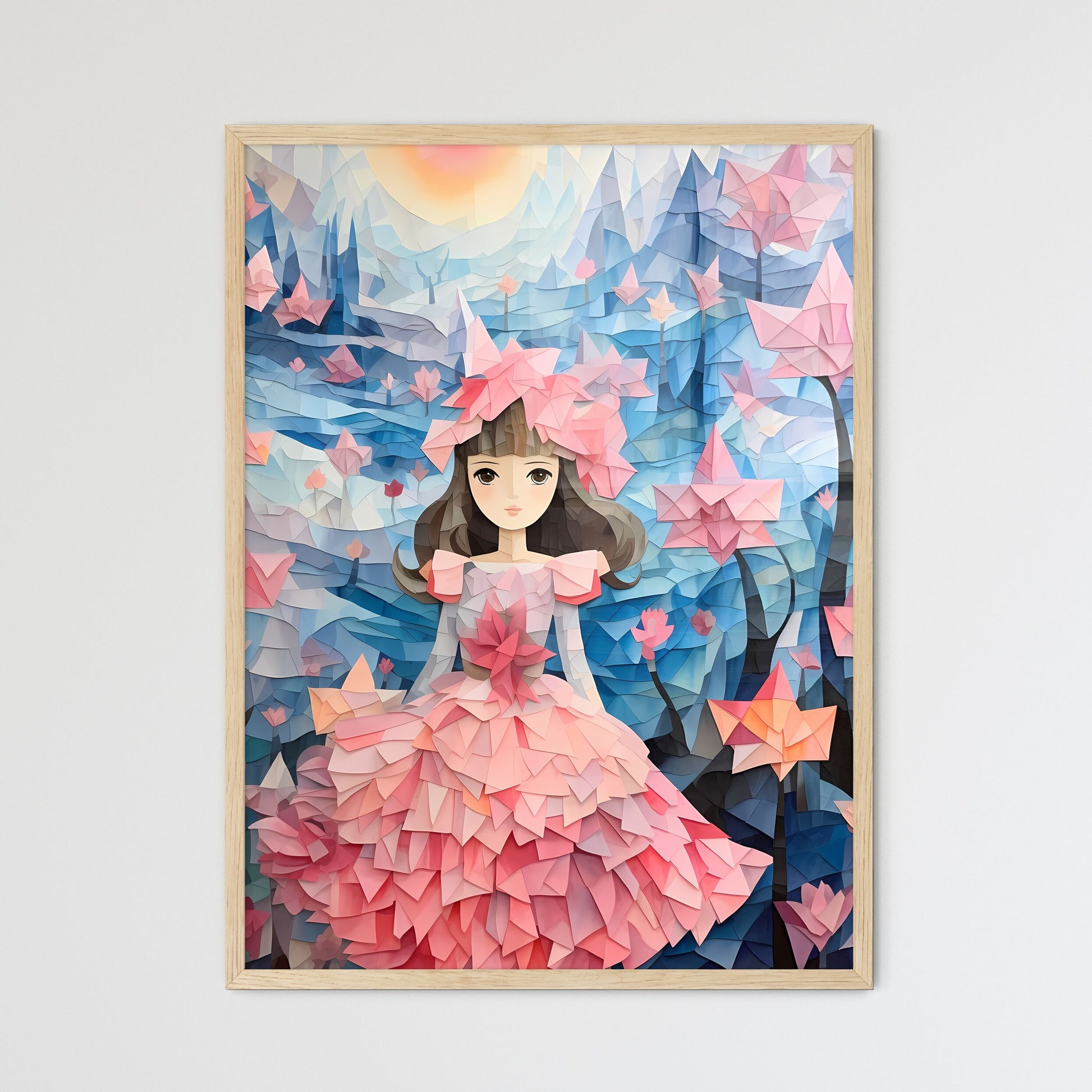 Cartoon Of A Girl In A Pink Dress Art Print Default Title