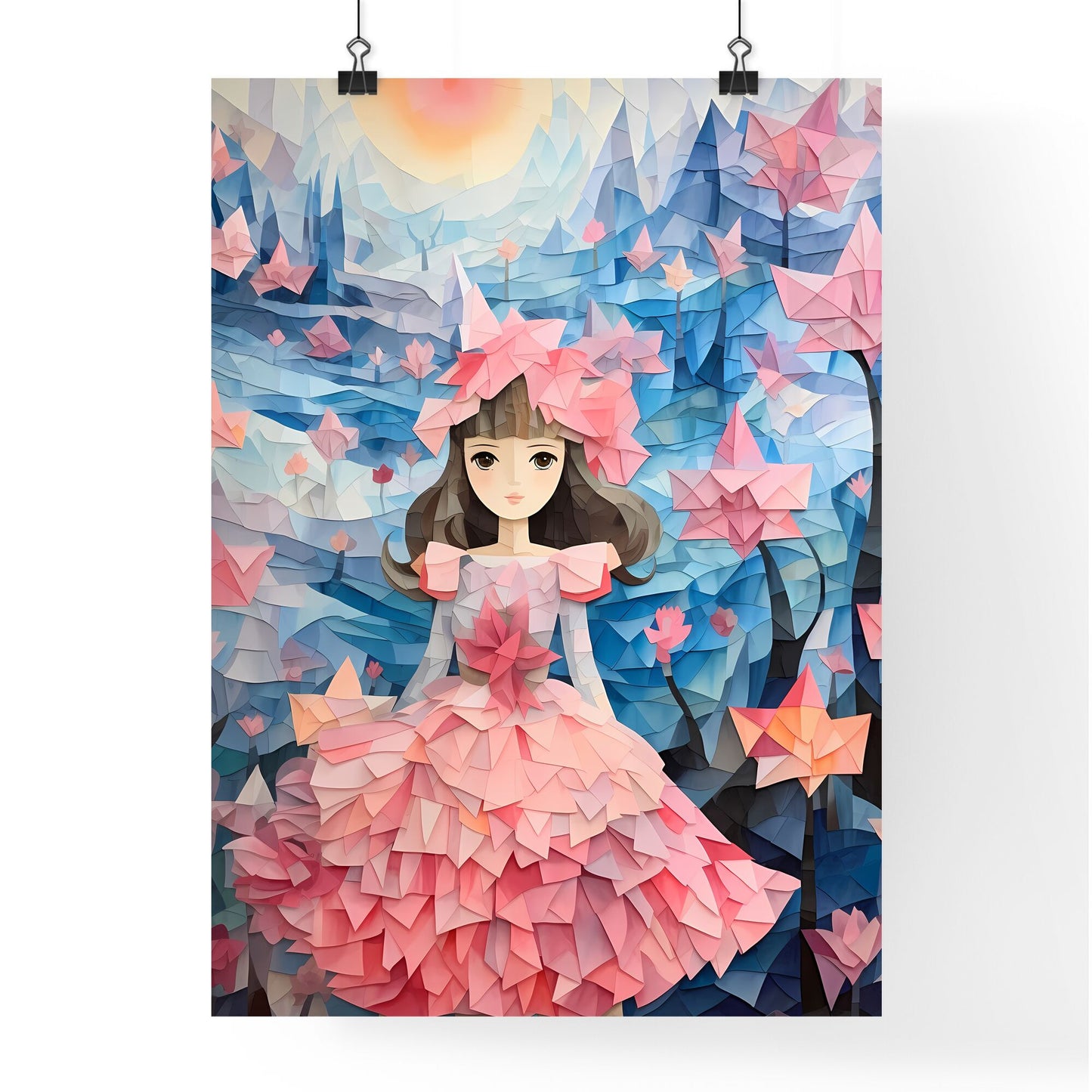 Cartoon Of A Girl In A Pink Dress Art Print Default Title