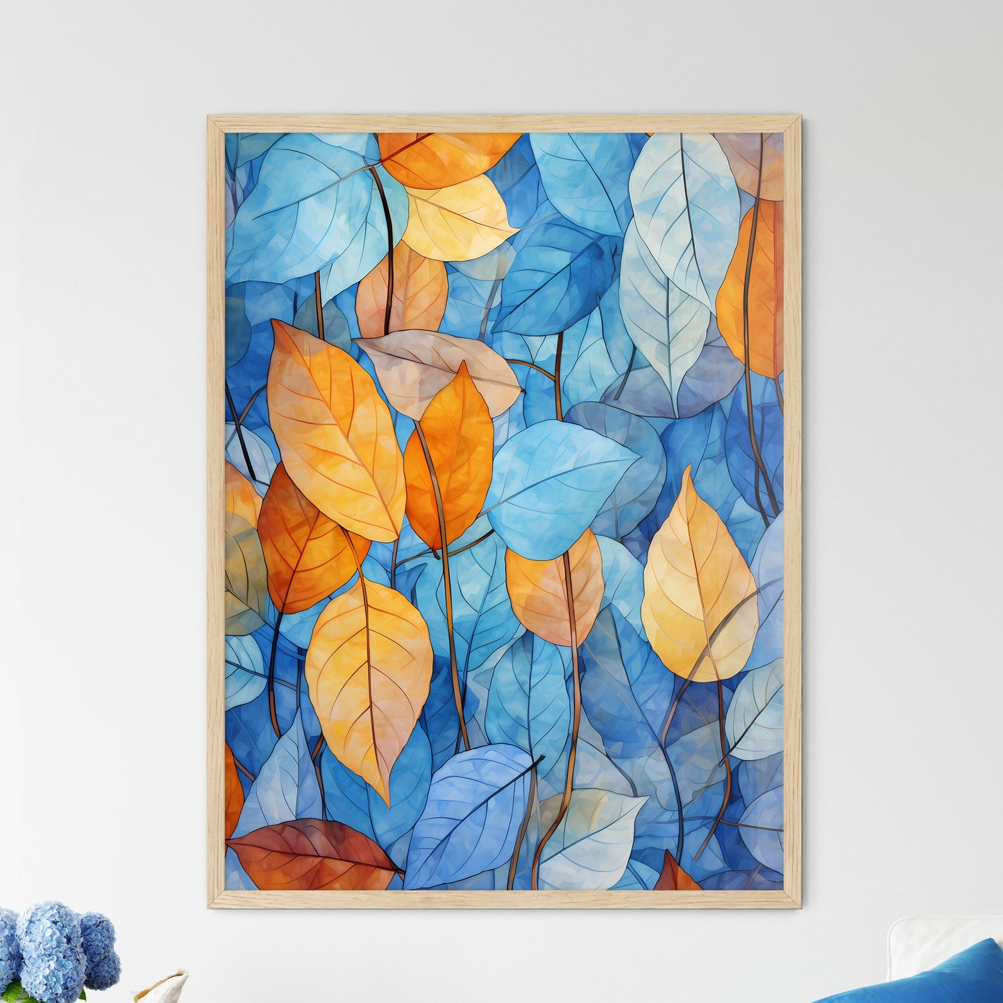 Group Of Blue And Orange Leaves Art Print Default Title