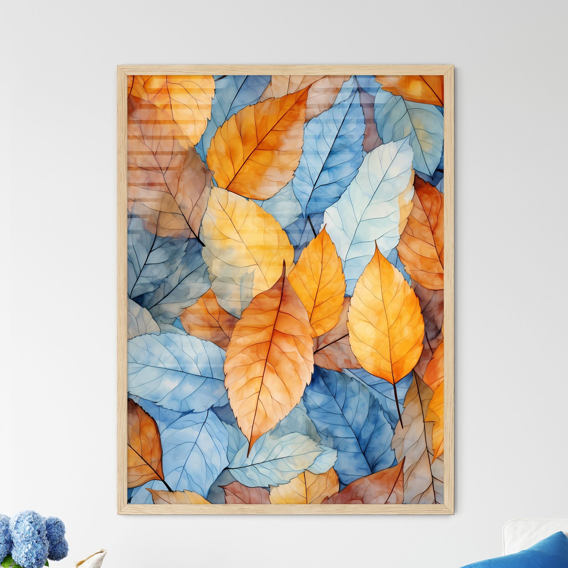 Group Of Orange And Blue Leaves Art Print Default Title