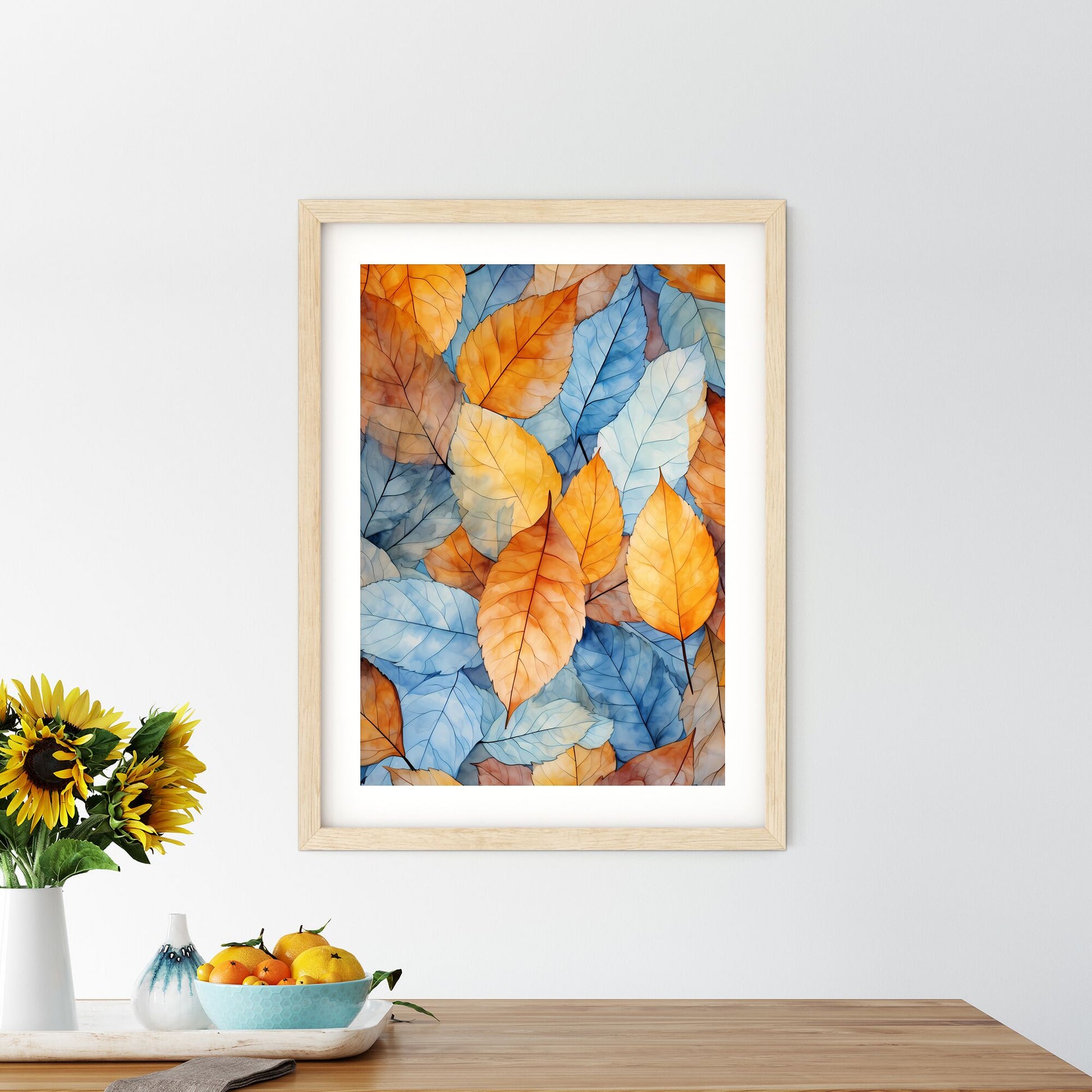 Group Of Orange And Blue Leaves Art Print Default Title