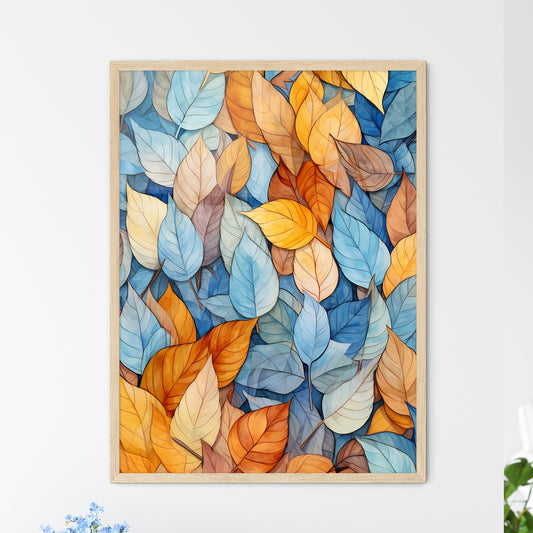 Group Of Blue And Orange Leaves Art Print Default Title