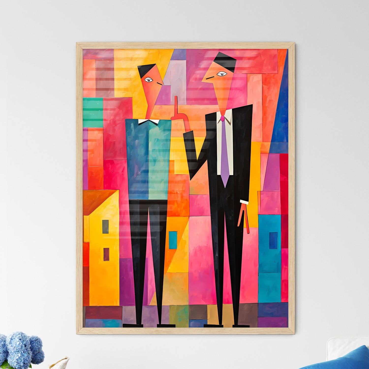 Painting Of Two Men In Suits Art Prin - Framed Art Print