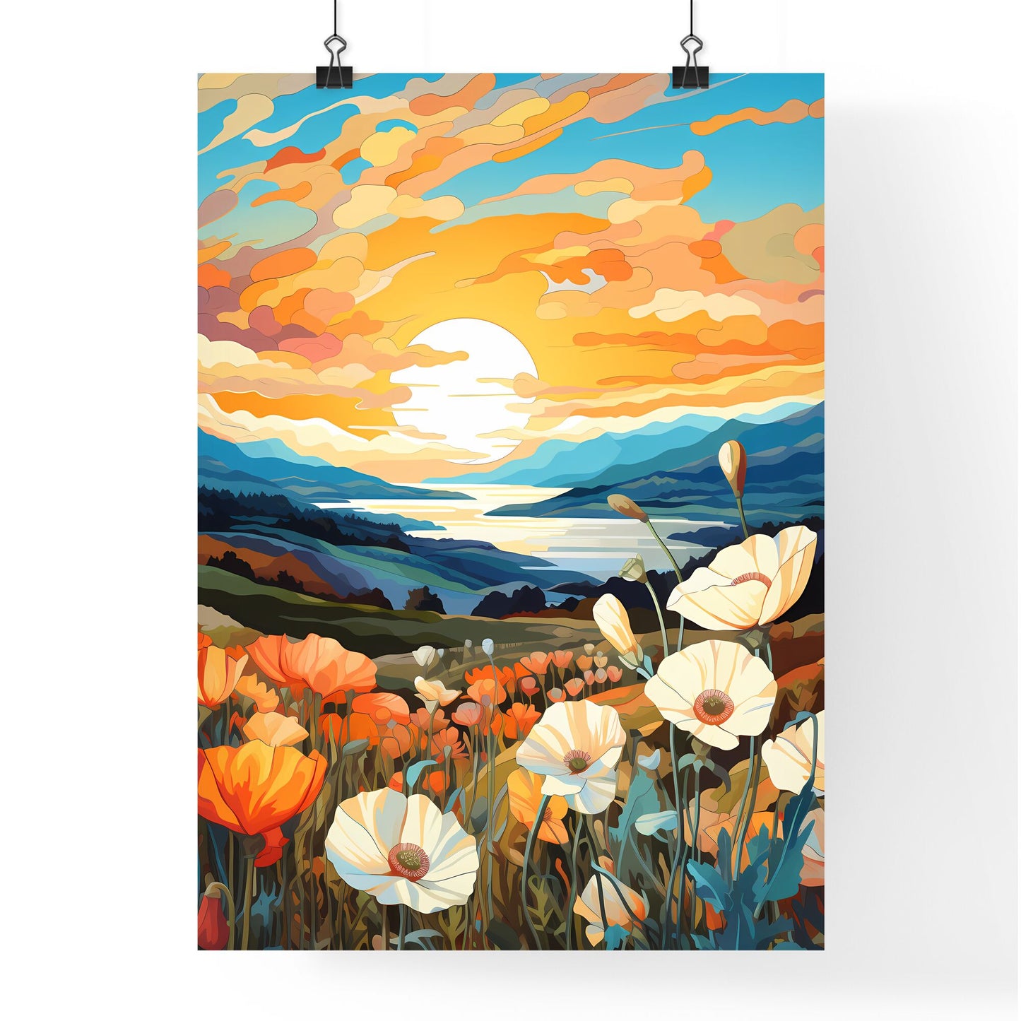 Painting Of A Field Of Flowers Art Print Default Title