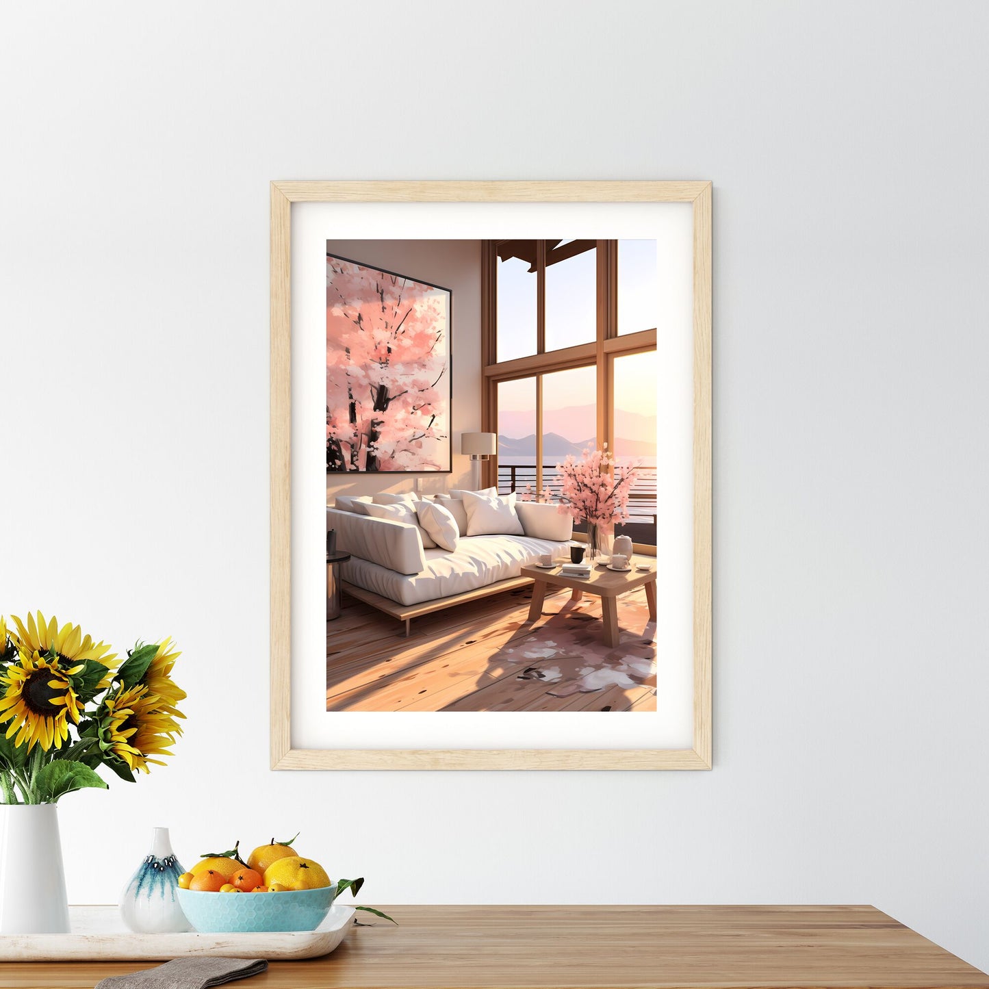 Living Room With A Large Window And A Couch Art Print Default Title