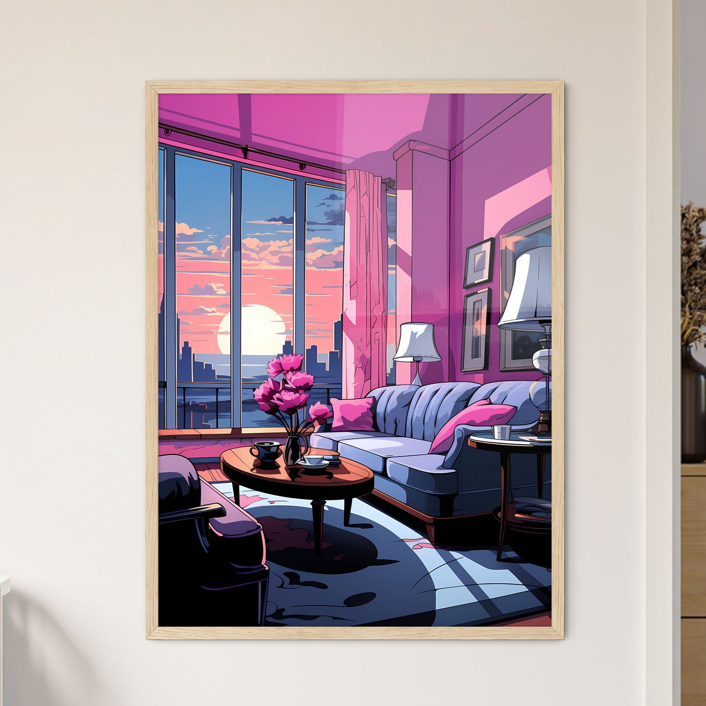 Living Room With A View Of The Sunset Art Print Default Title