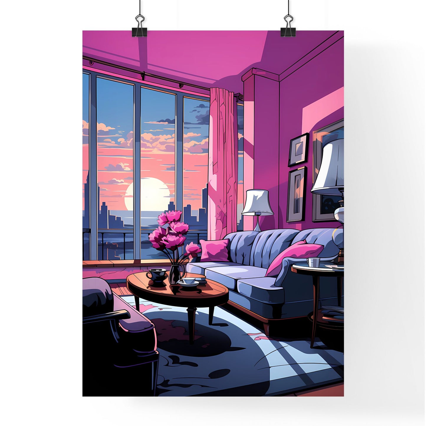 Living Room With A View Of The Sunset Art Print Default Title