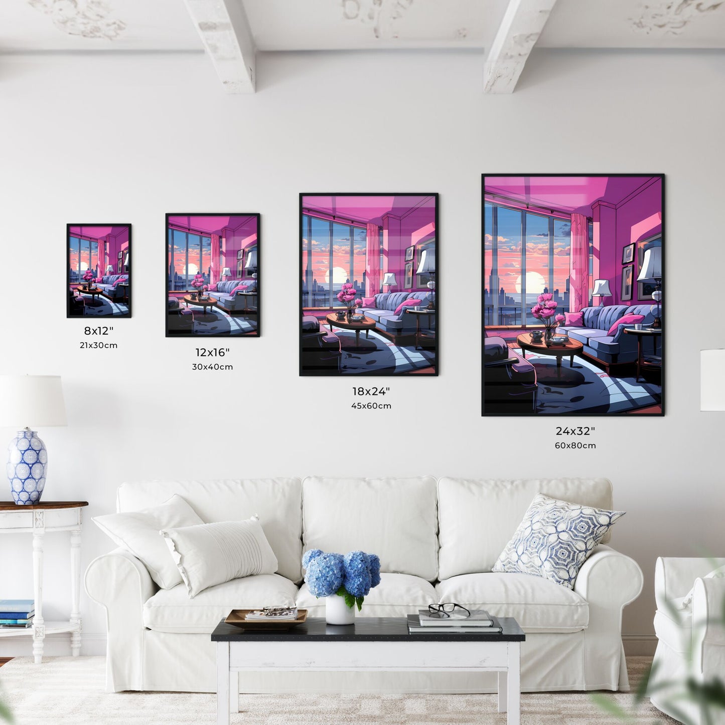 Living Room With A View Of The Sunset Art Print Default Title