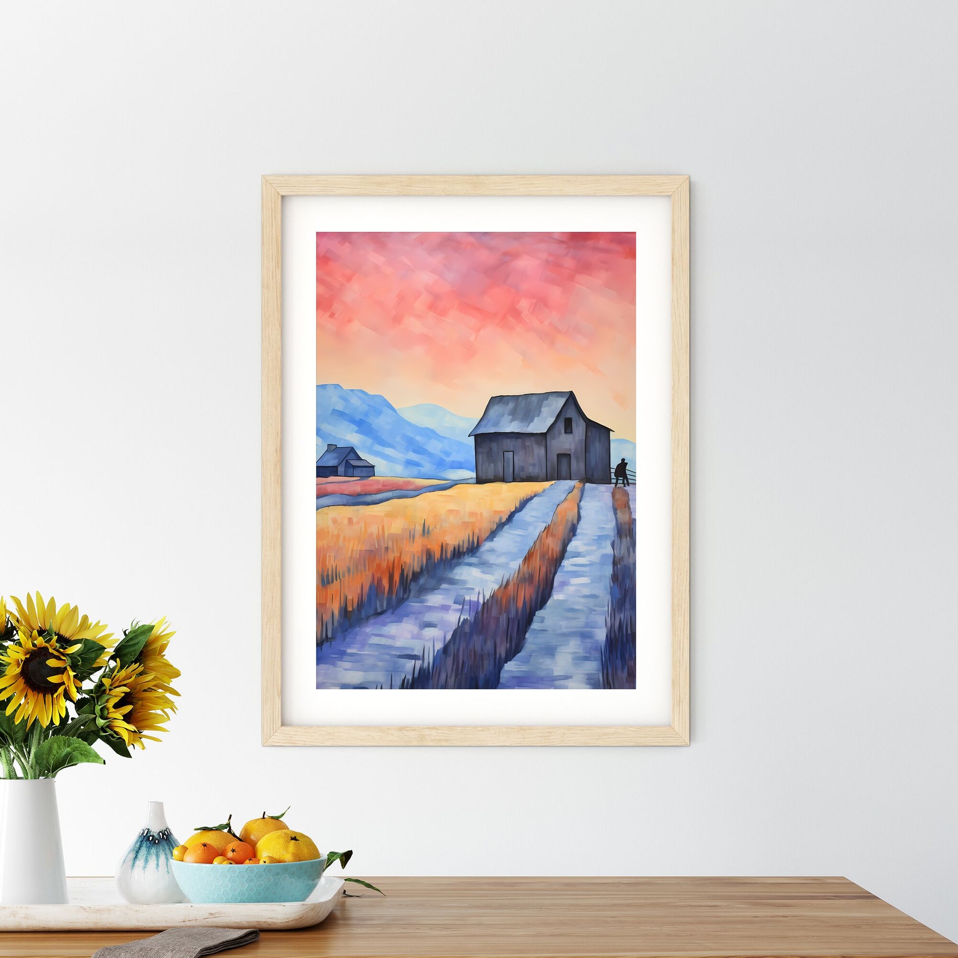 Painting Of A House In A Field Art Print Default Title