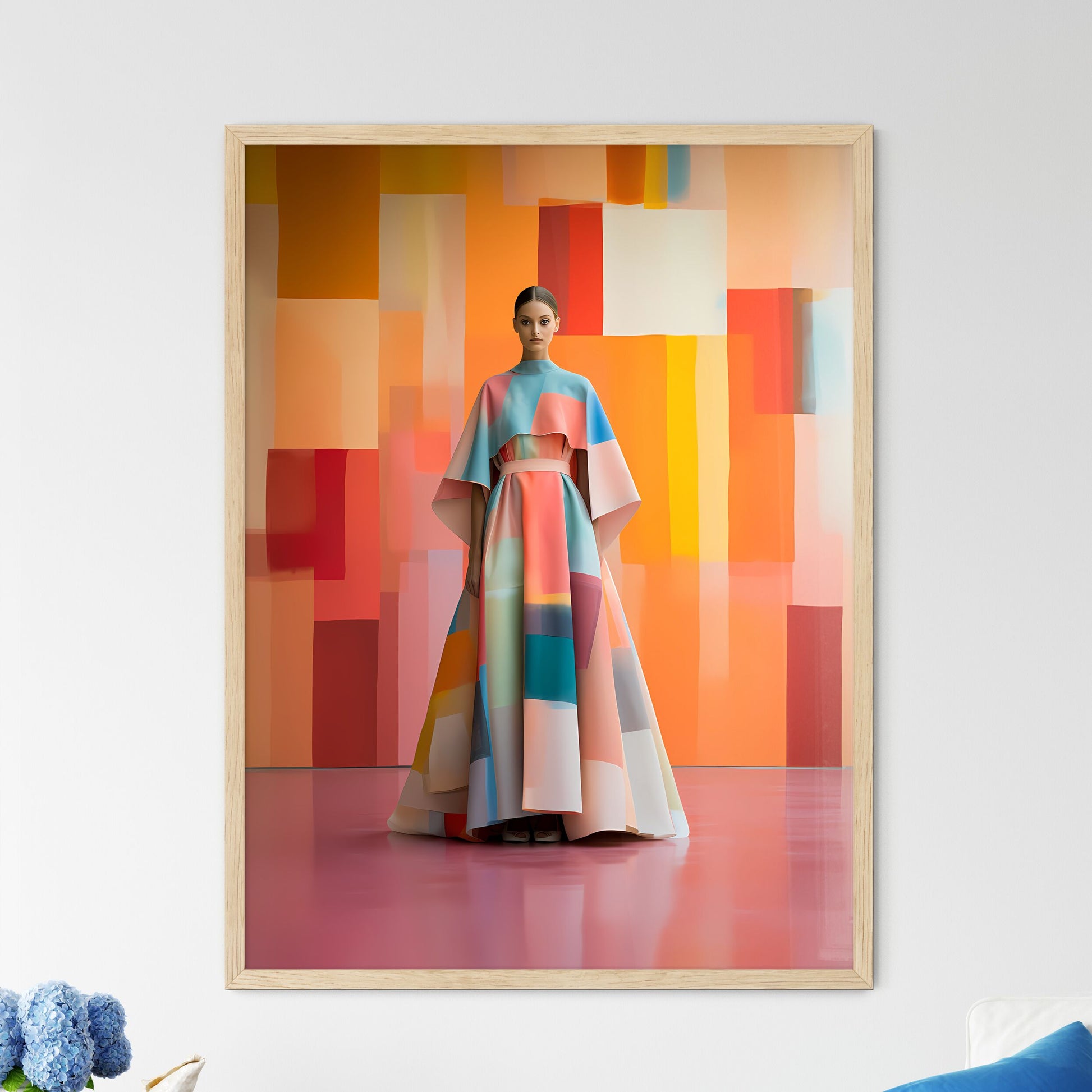 Woman In A Colorful Dress Art Prin - Framed Art Print