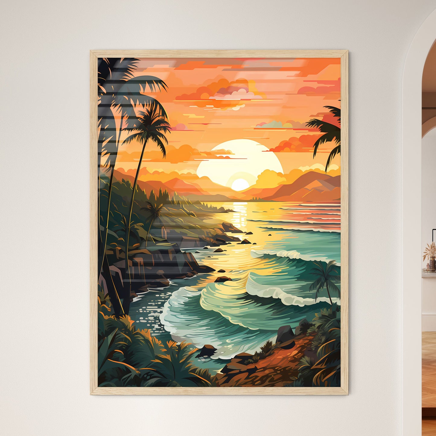 Sunset Over A Tropical Beach Art Print Default Title