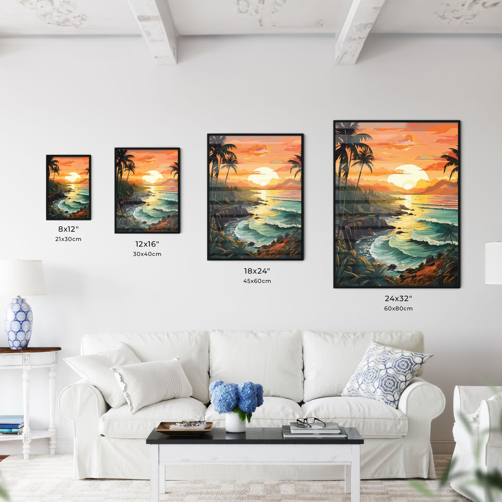 Sunset Over A Tropical Beach Art Print Default Title