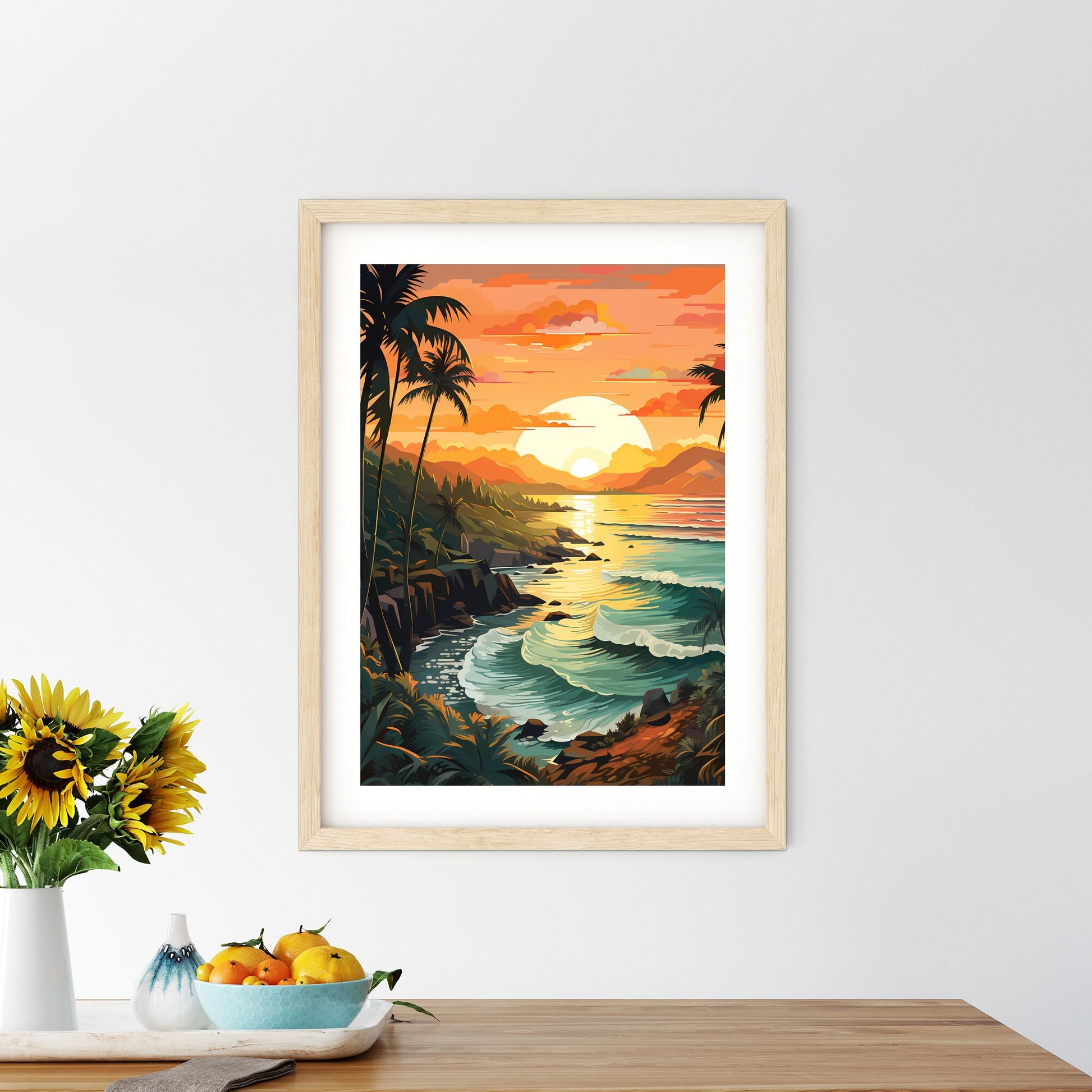 Sunset Over A Tropical Beach Art Print Default Title