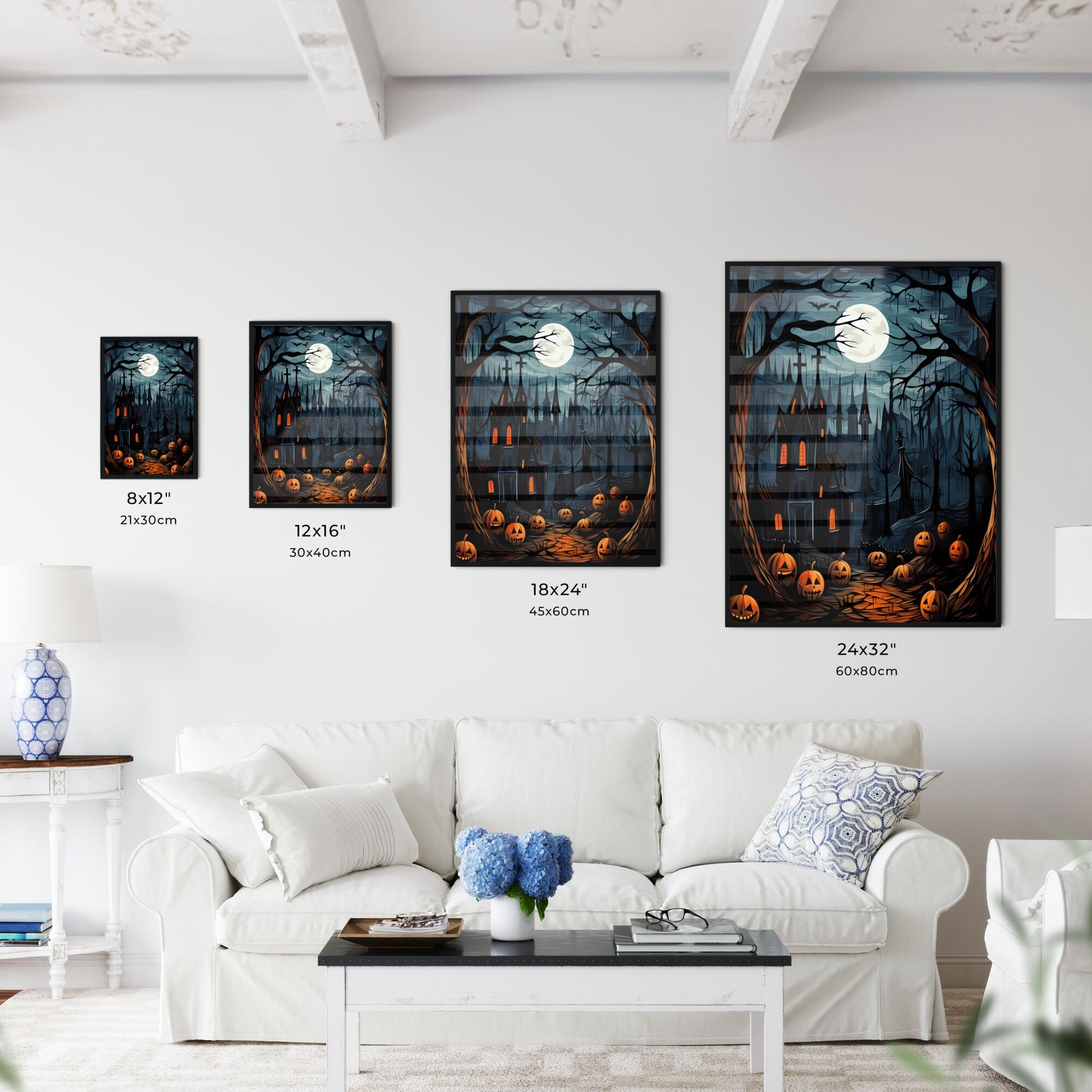 Halloween Poster With A Castle And Pumpkins Art Print Default Title