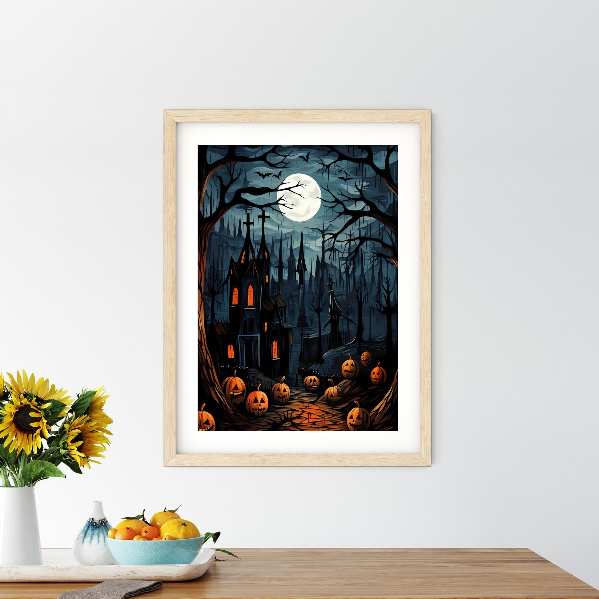 Halloween Poster With A Castle And Pumpkins Art Print Default Title