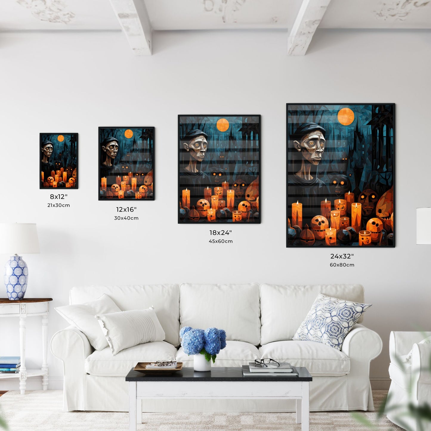 Woman In A Black Robe Surrounded By Candles Art Print Default Title