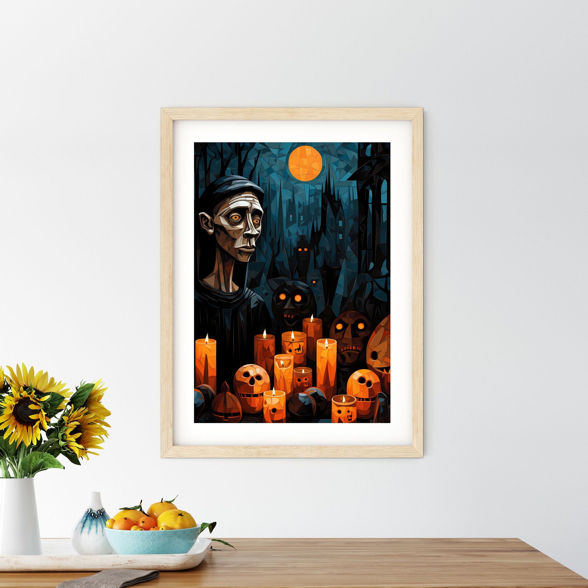 Woman In A Black Robe Surrounded By Candles Art Print Default Title