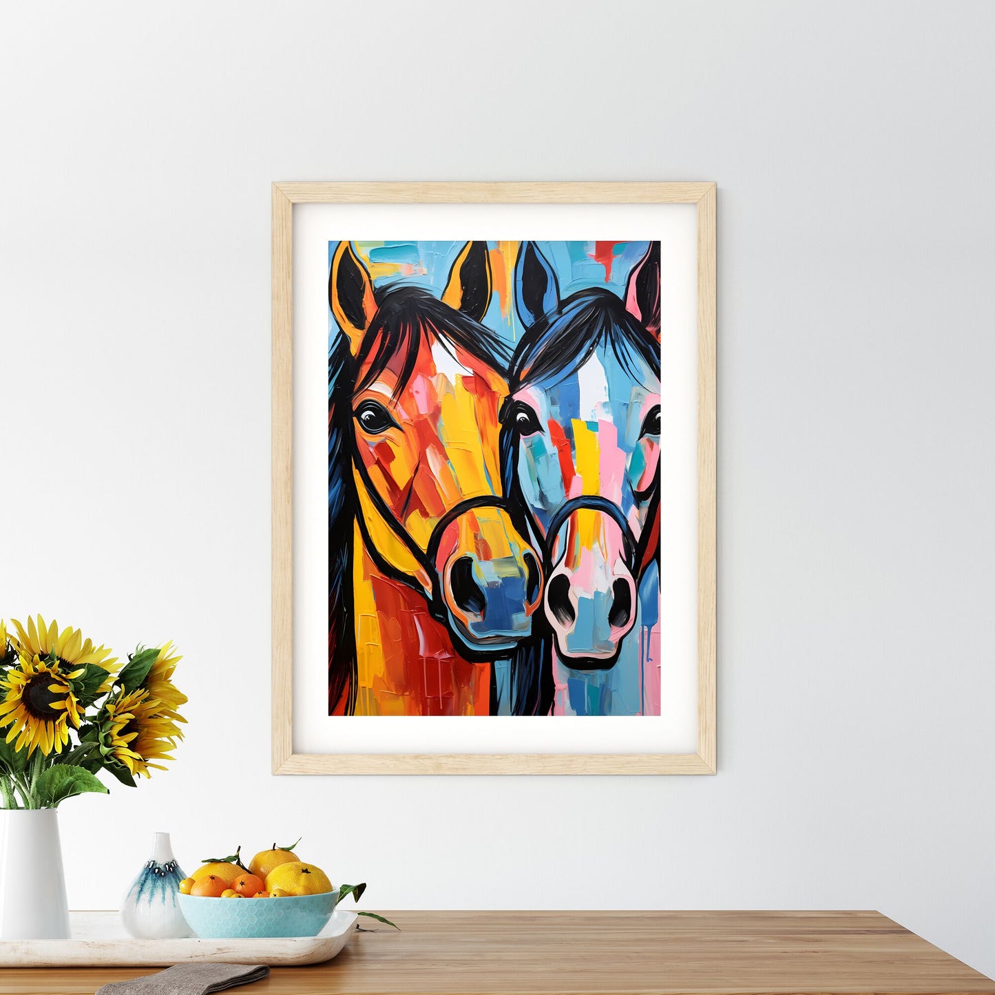 Painting Of Horses With Colorful Paint Art Print Default Title