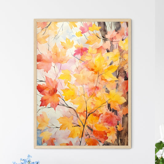 Watercolor Painting Of A Tree With Orange An - Framed Art Print