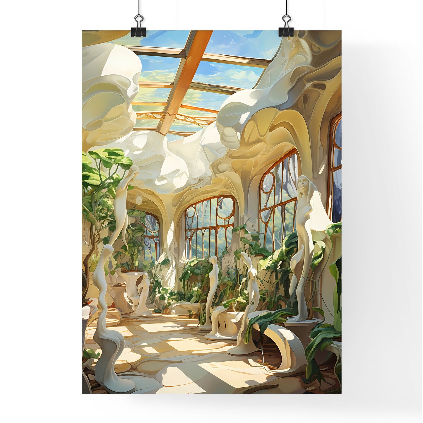 Room With Plants And Statues Art Print Default Title