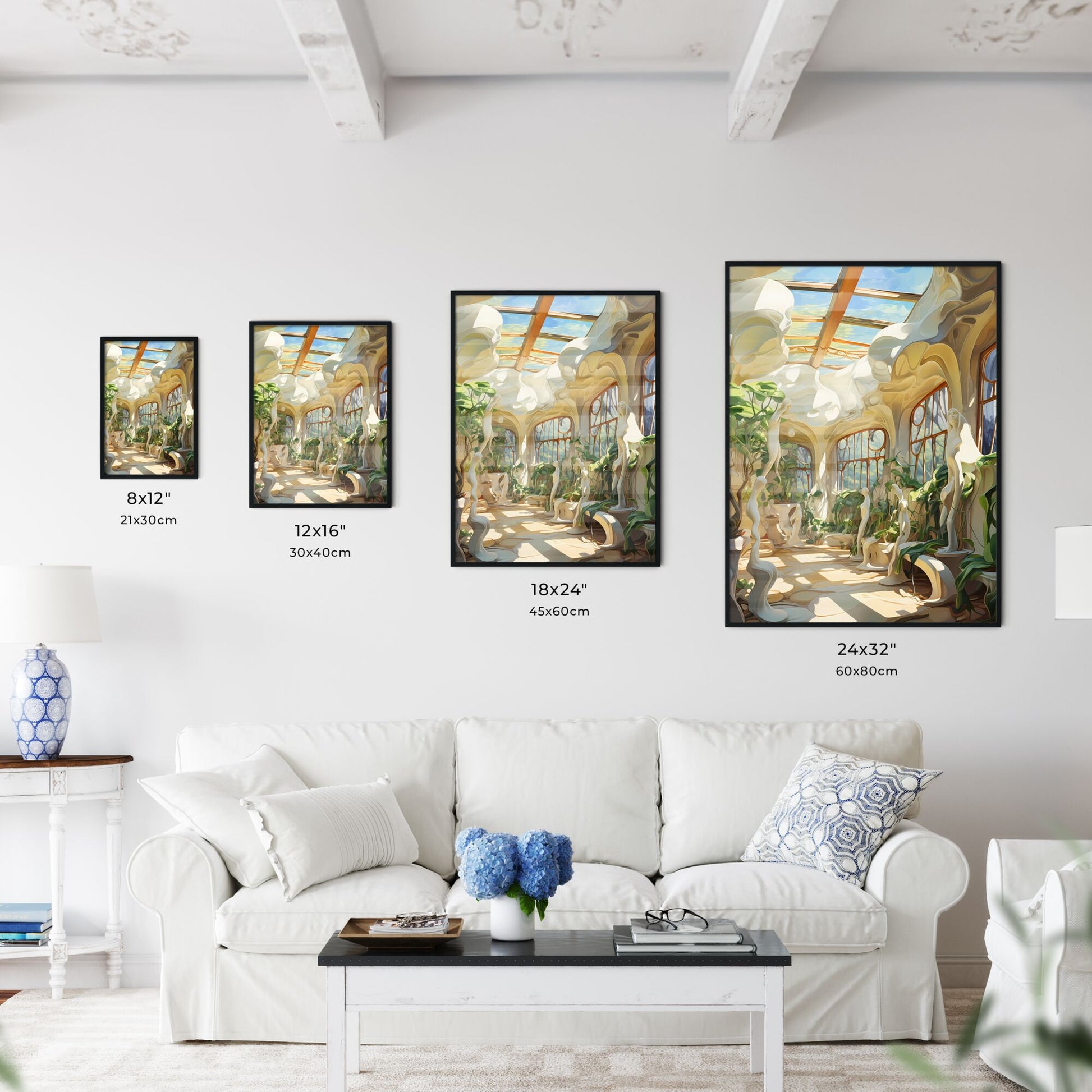 Room With Plants And Statues Art Print Default Title