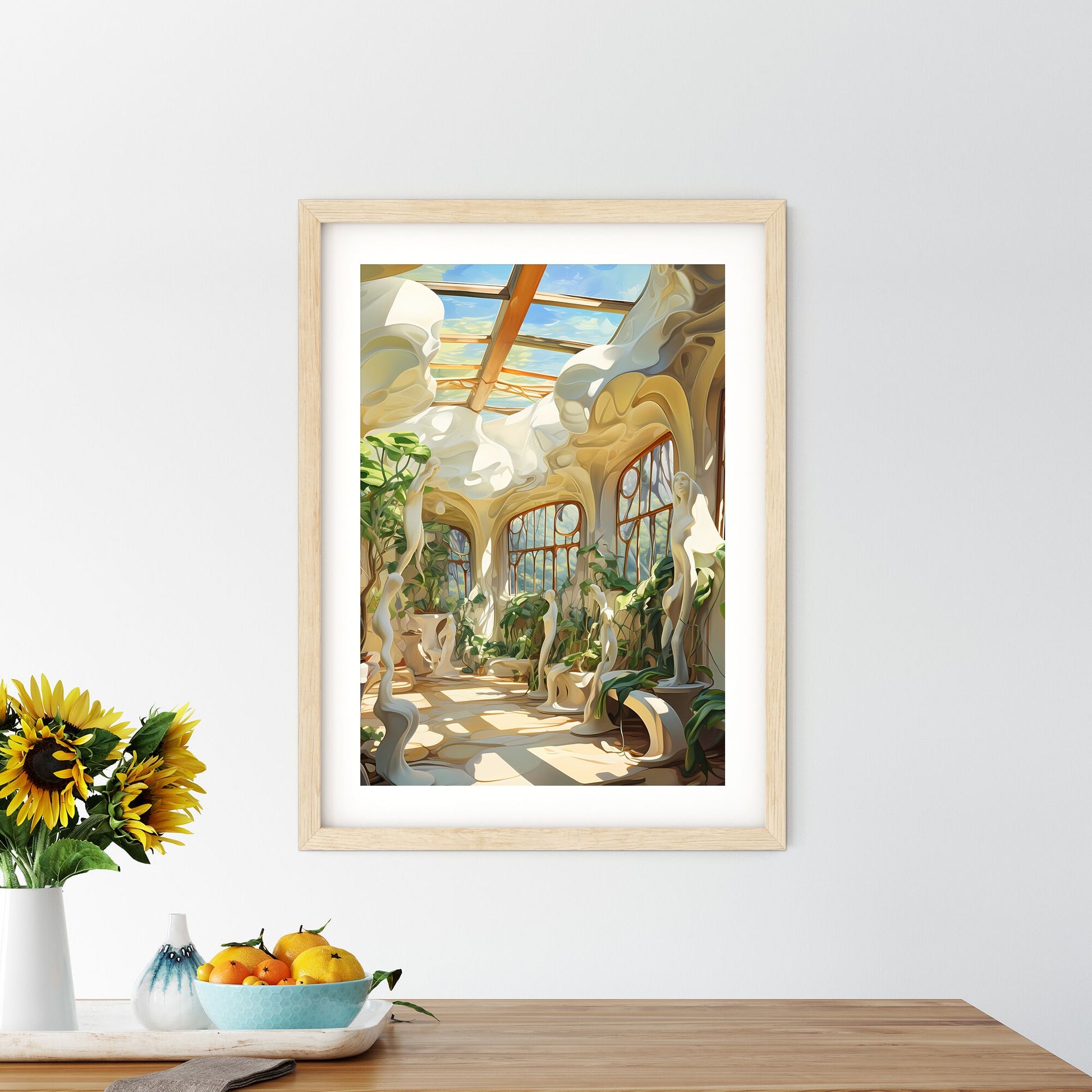 Room With Plants And Statues Art Print Default Title