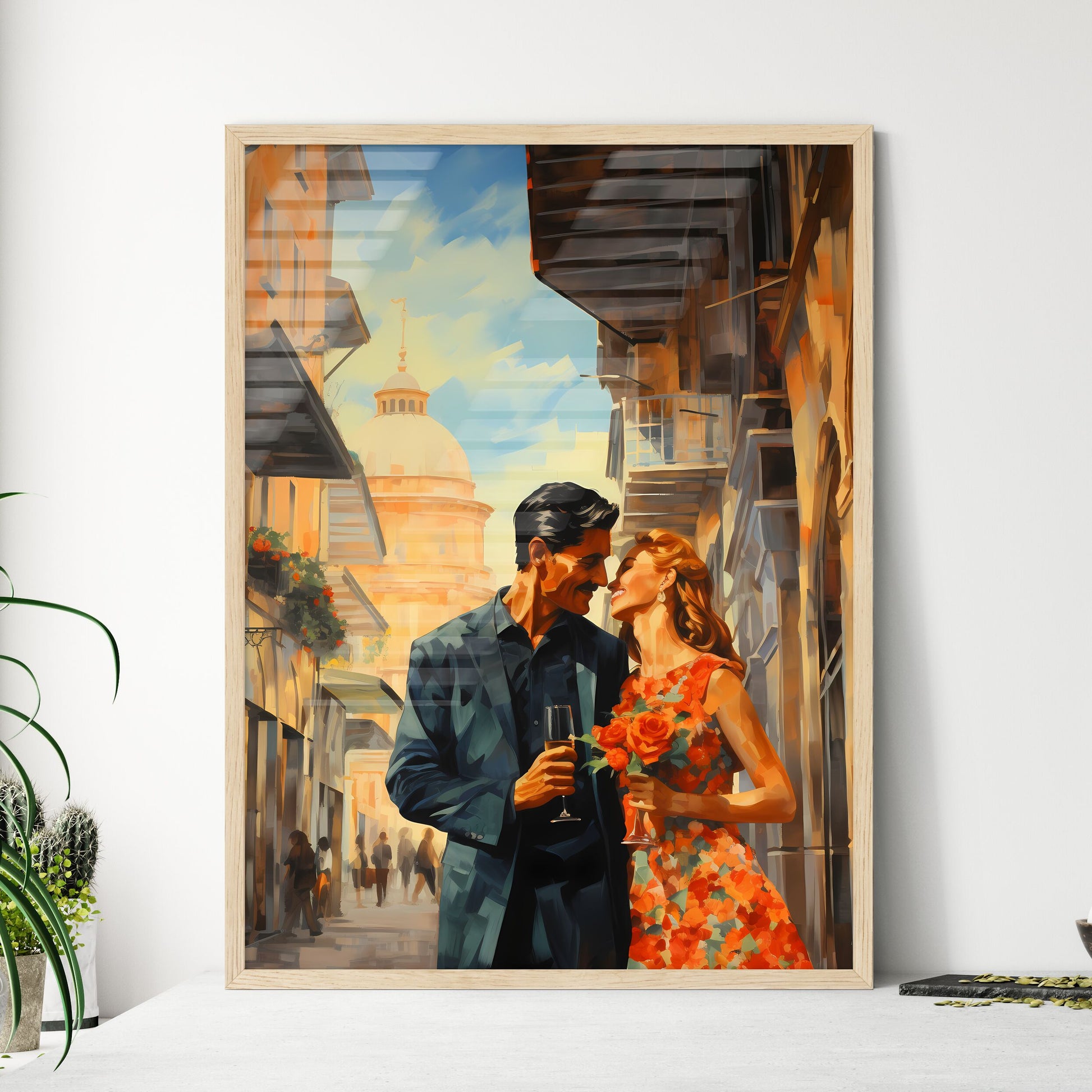 Man And Woman Kissing In A Street Art Print Default Title