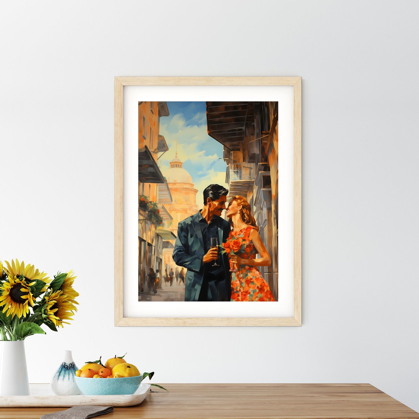 Man And Woman Kissing In A Street Art Print Default Title