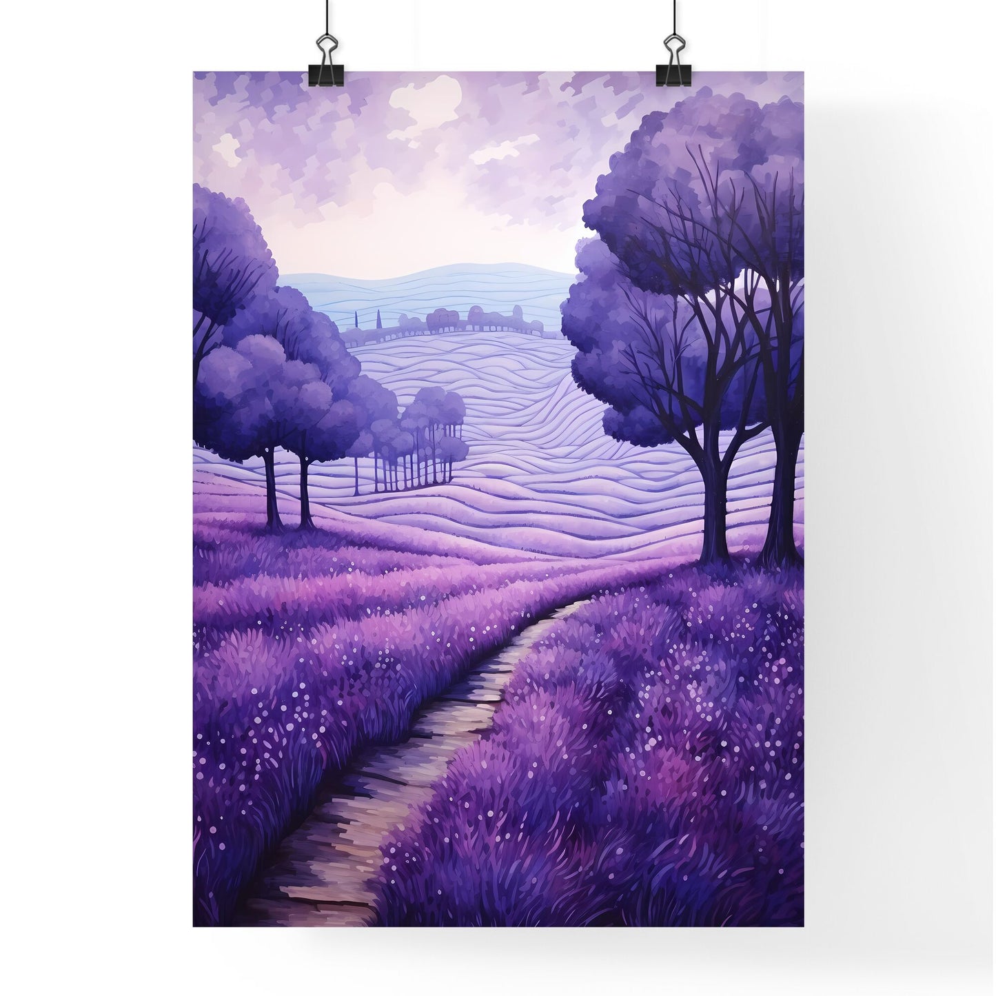 Painting Of A Field Of Lavender Art Print Default Title