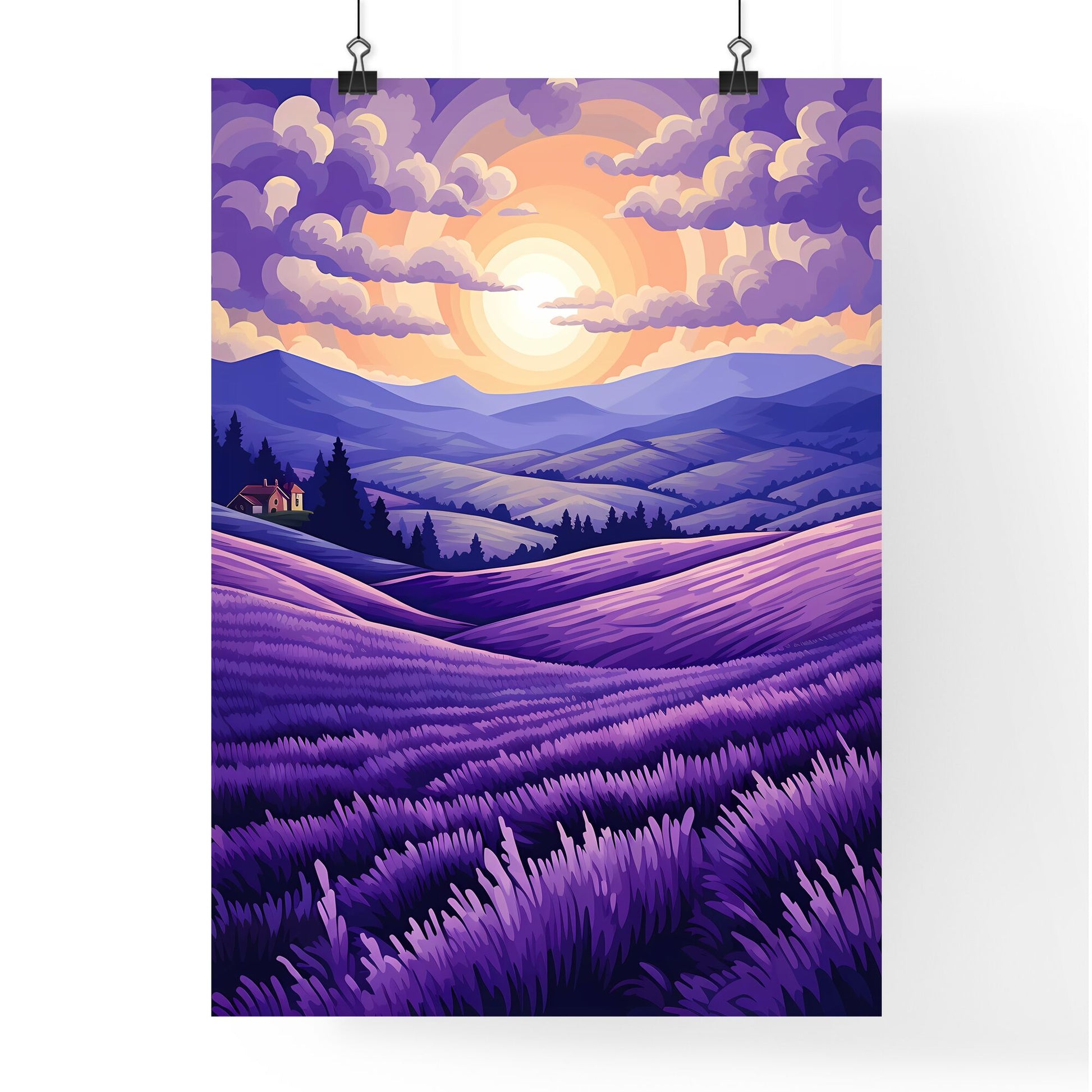 Landscape Of A Field Of Lavender Art Print Default Title